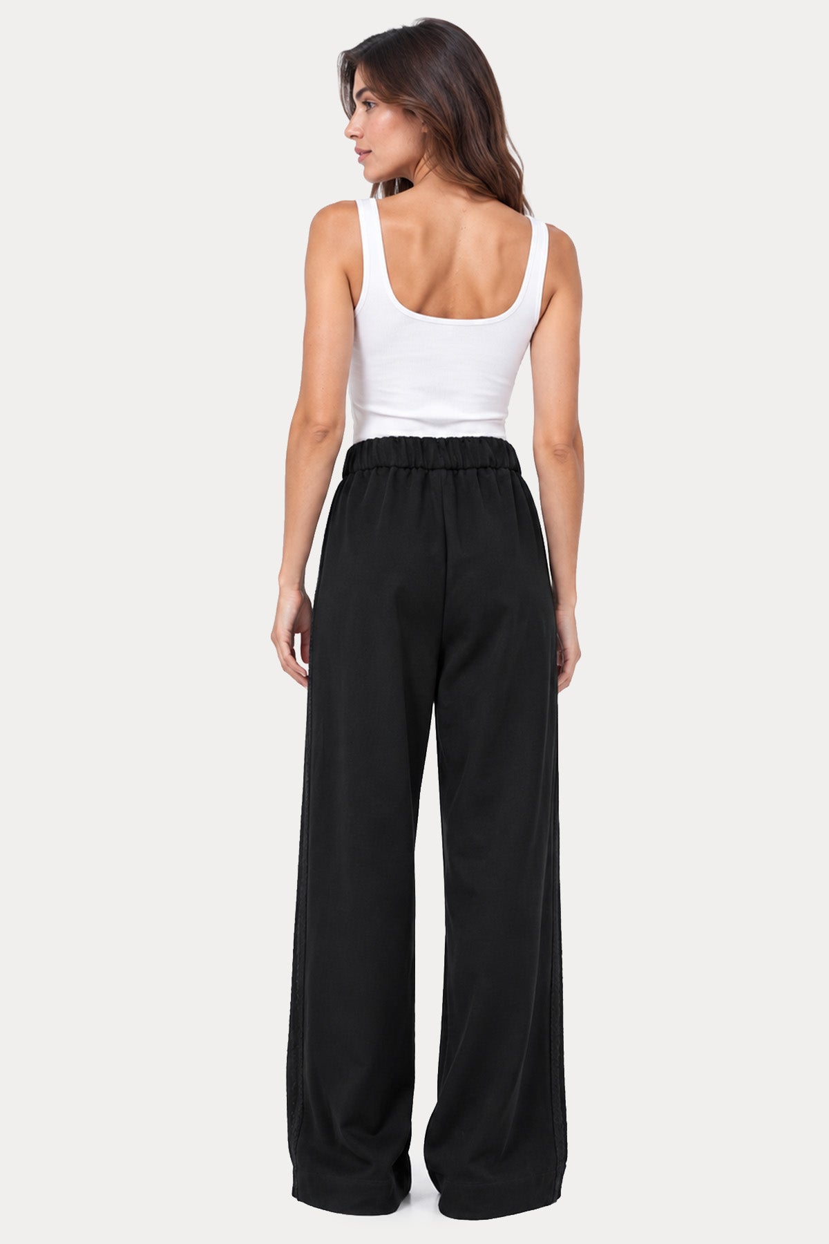 Herno Relaxed Fit Beli Lastikli Yumuşak Dokulu Yün Pantolon
