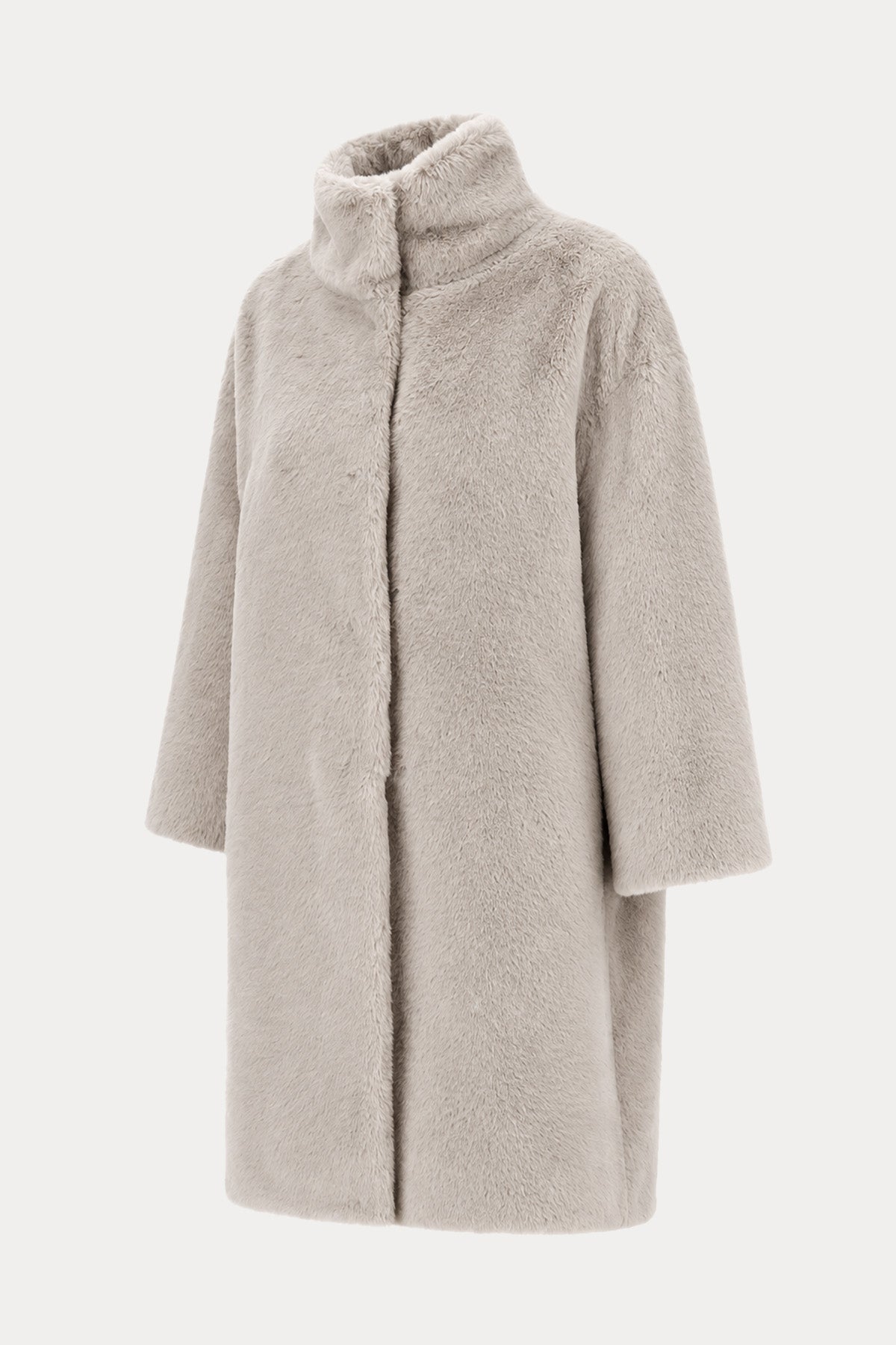 Herno Relaxed Fit Dik Yaka Peluş Kaban