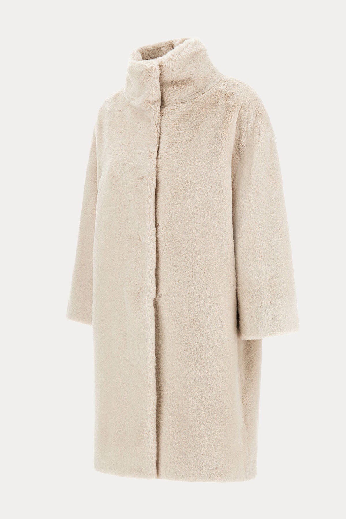 Herno Relaxed Fit Dik Yaka Peluş Kaban