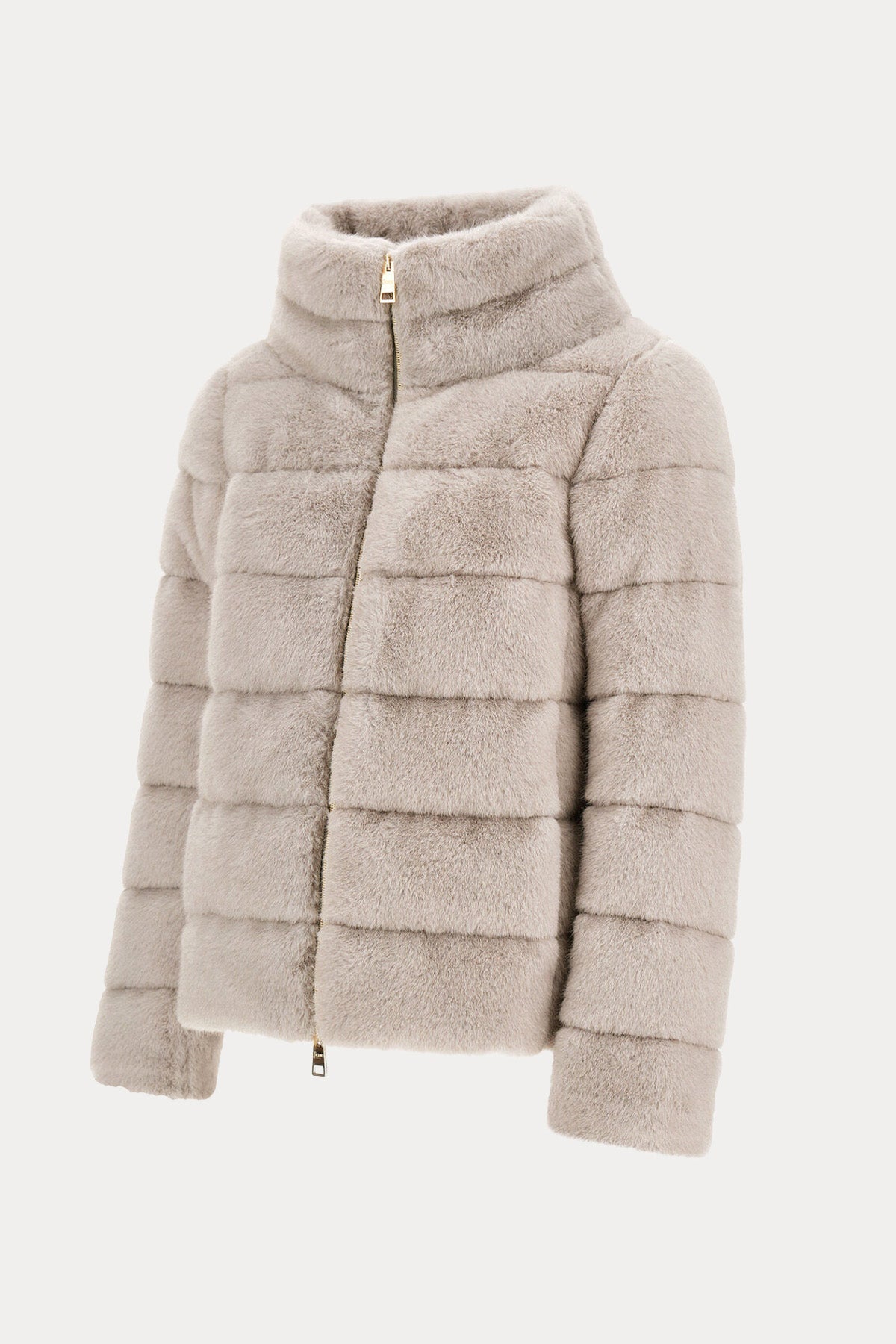Herno Regular Fit Dik Yaka Peluş Puffer Mont