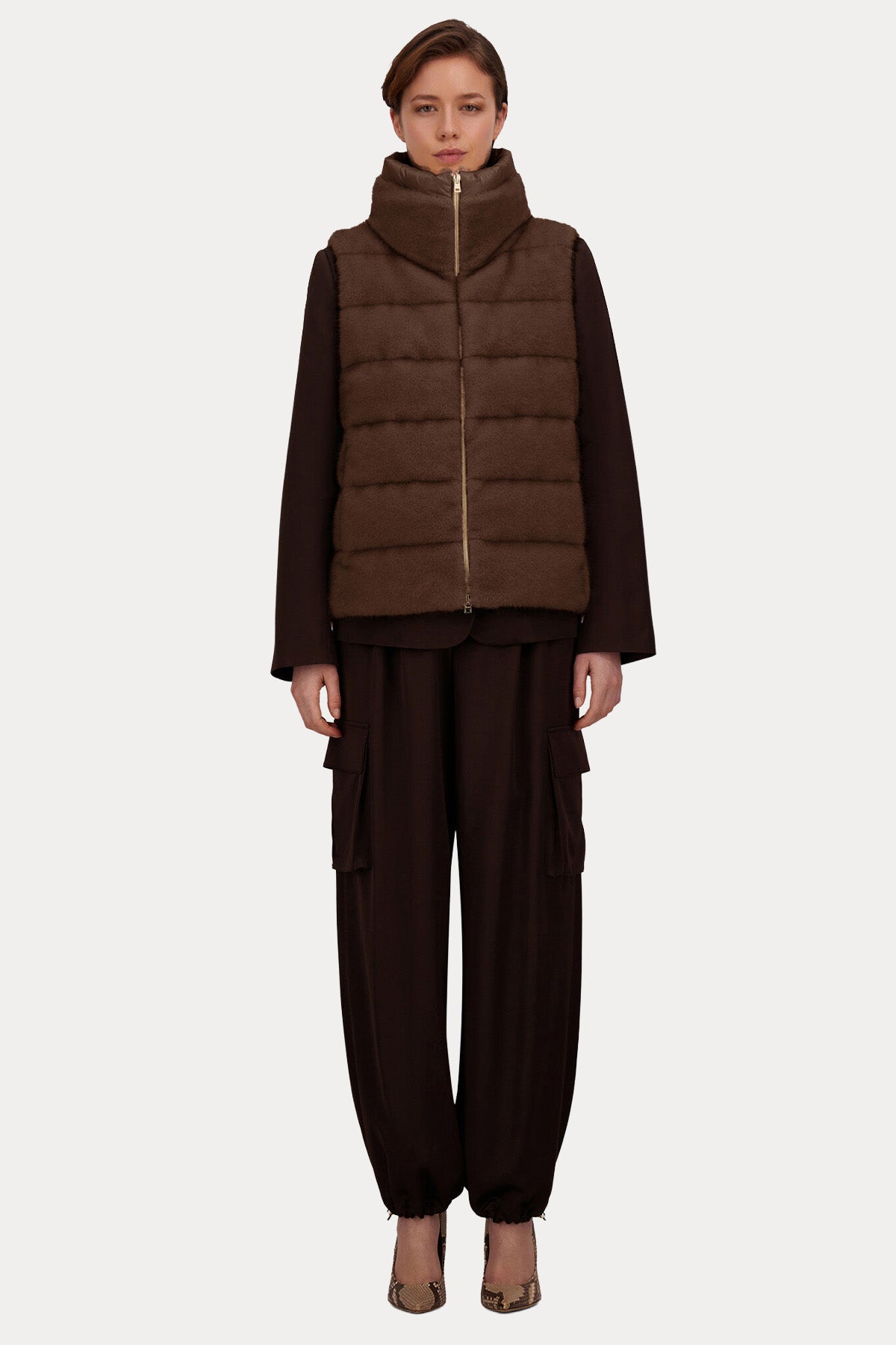 Herno Regular Fit Dik Yaka Peluş Puffer Yelek