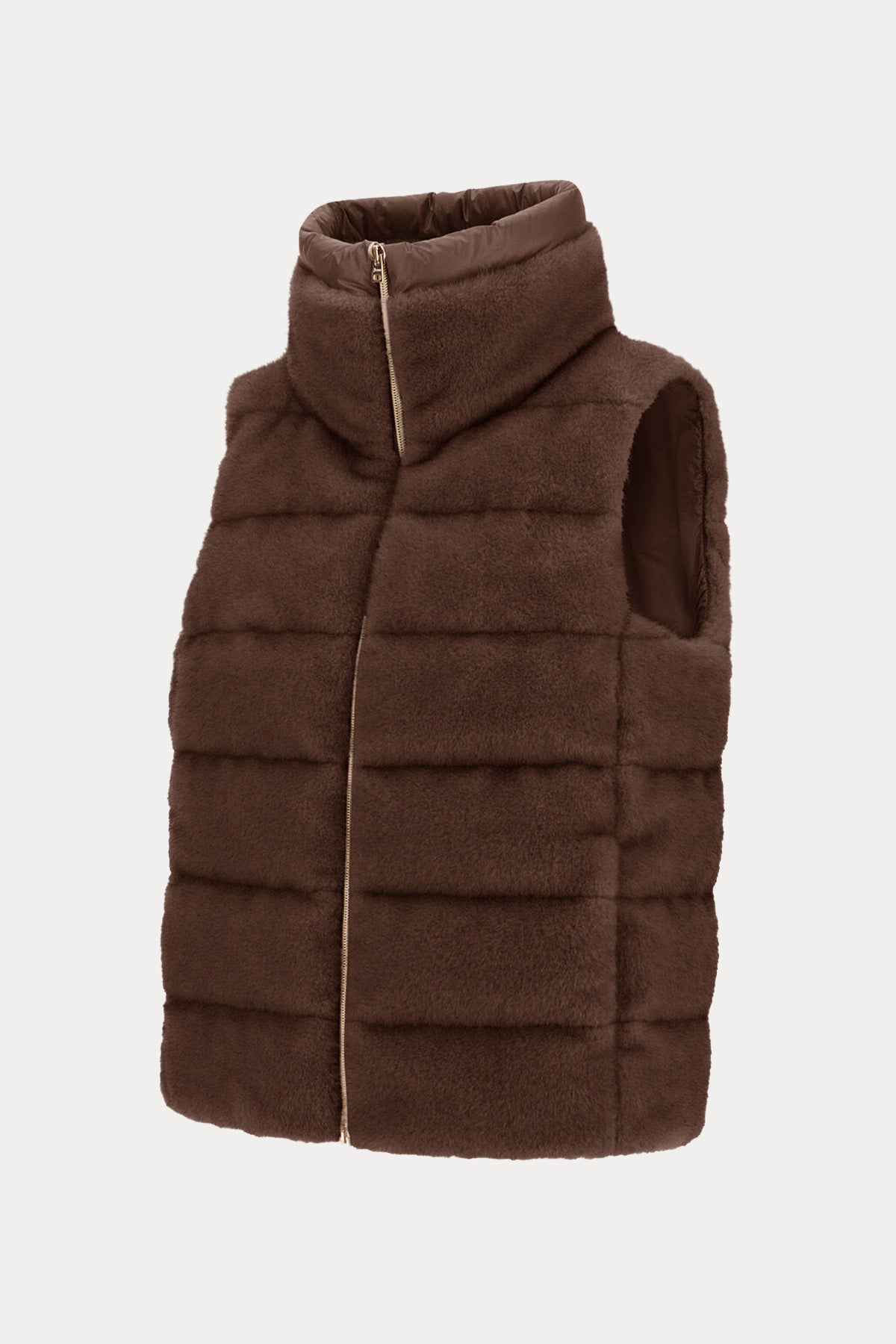 Herno Regular Fit Dik Yaka Peluş Puffer Yelek