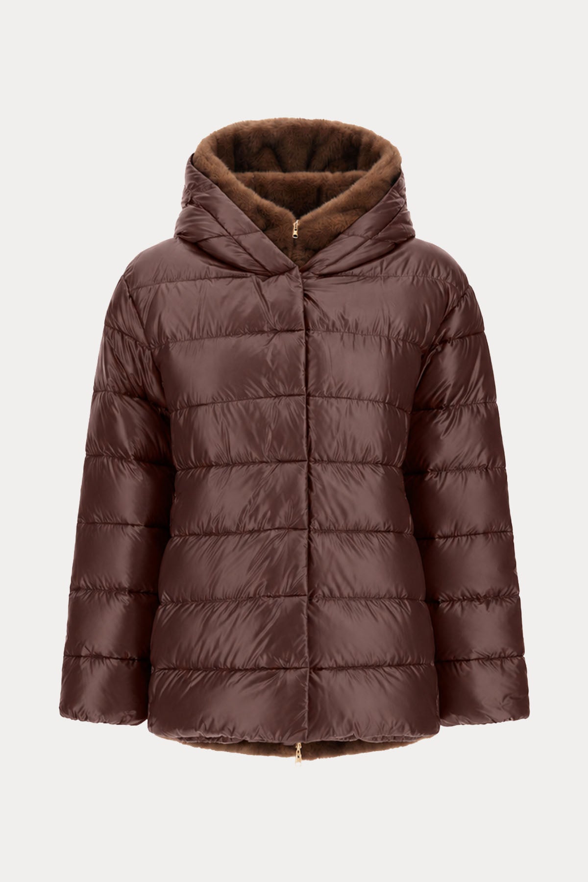 Herno Relaxed Fit Peluş İç Parçalı Kapüşonlu Puffer Mont