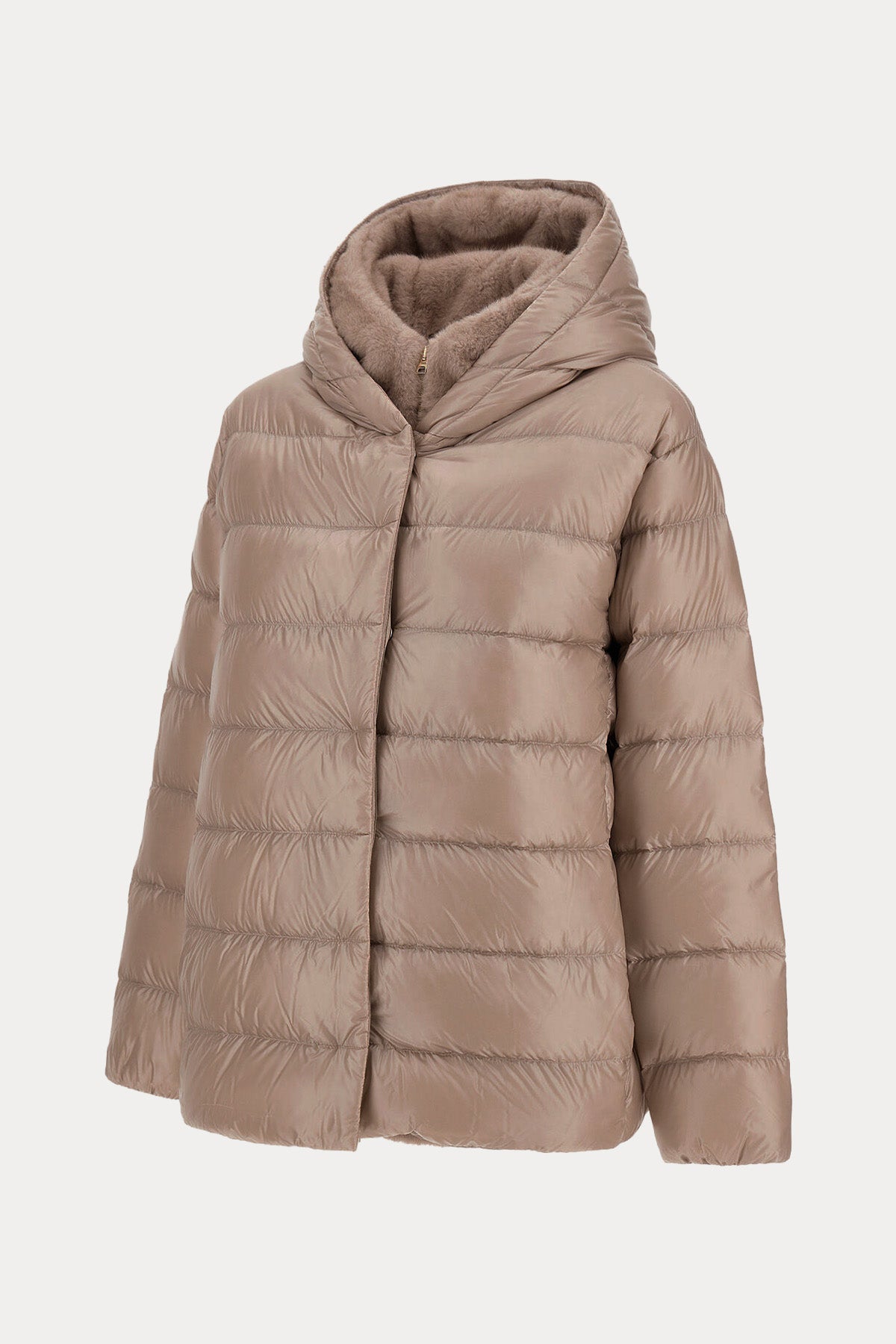 Herno Relaxed Fit Peluş İç Parçalı Kapüşonlu Puffer Mont