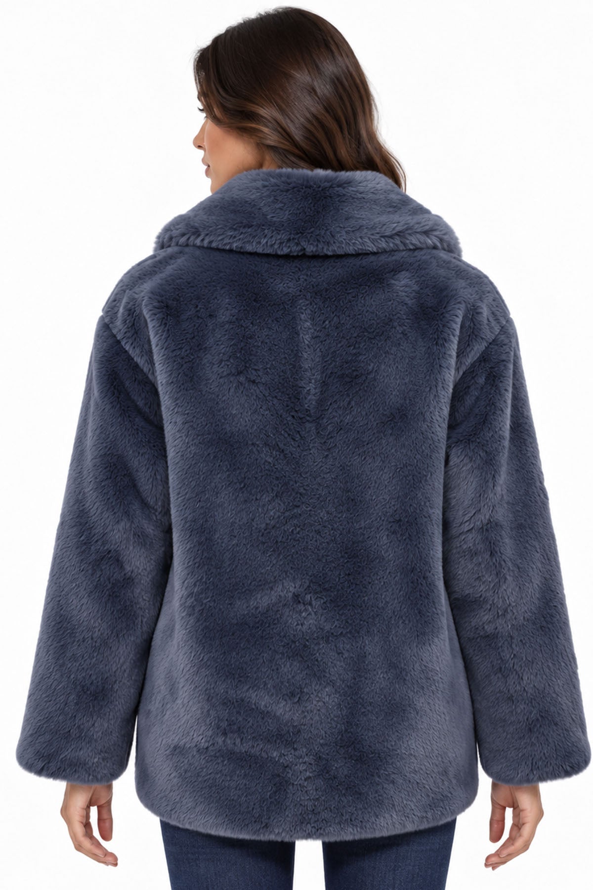 Herno Relaxed Fit Kruvaze Peluş Kaban