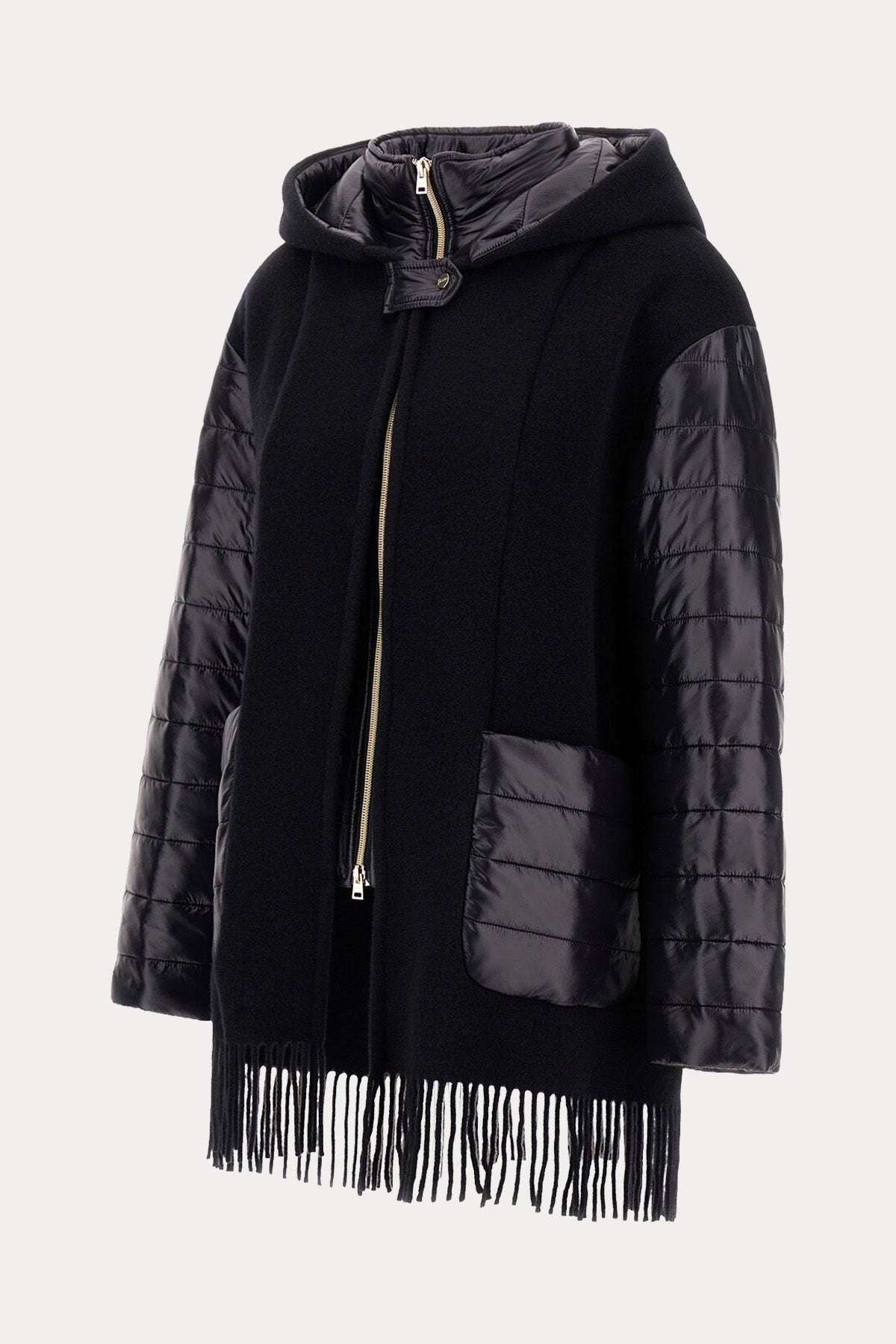 Herno Regular Fit Kapüşonlu Kaşmir Yün Puffer Kaban