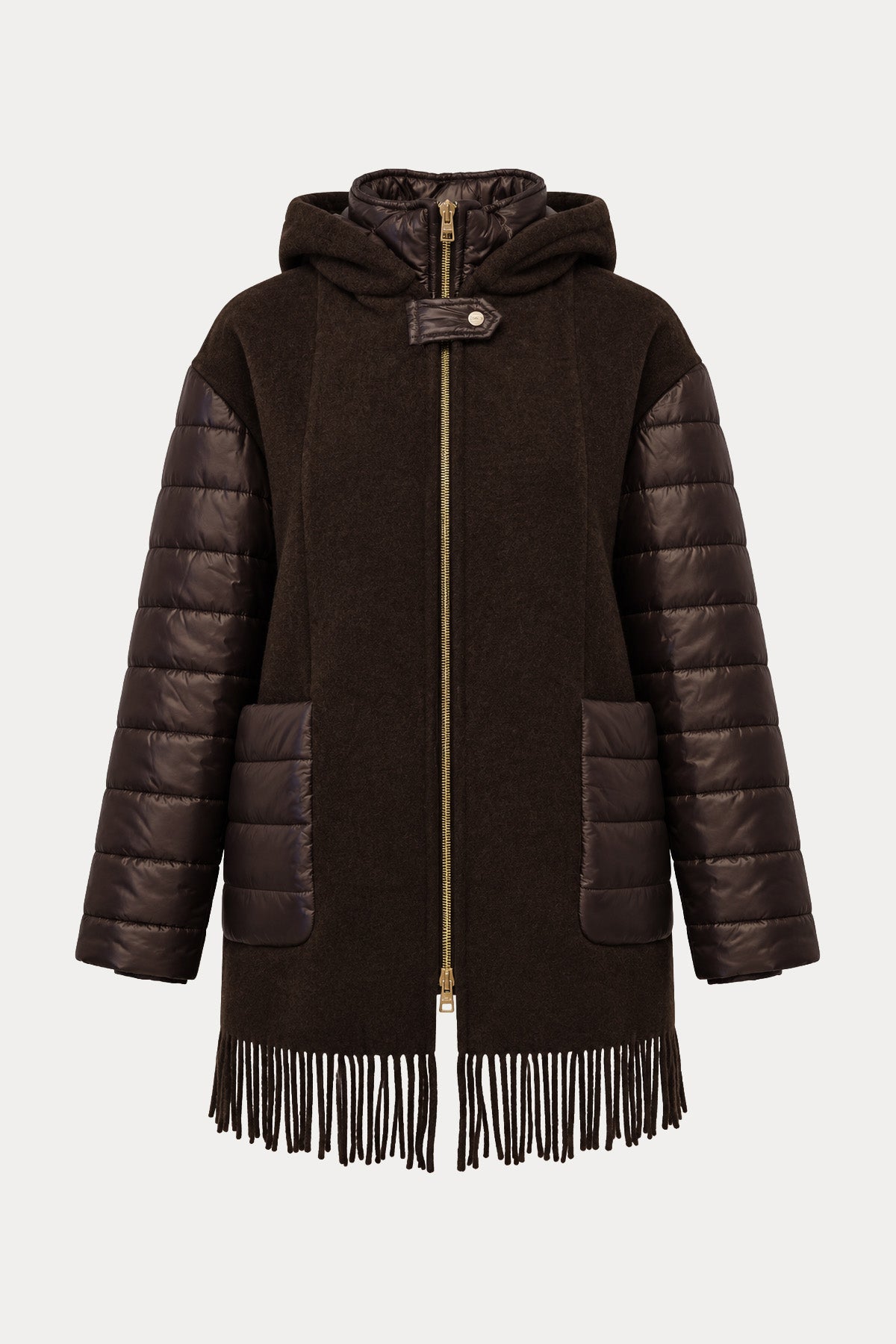 Herno Regular Fit Kapüşonlu Kaşmir Yün Puffer Kaban