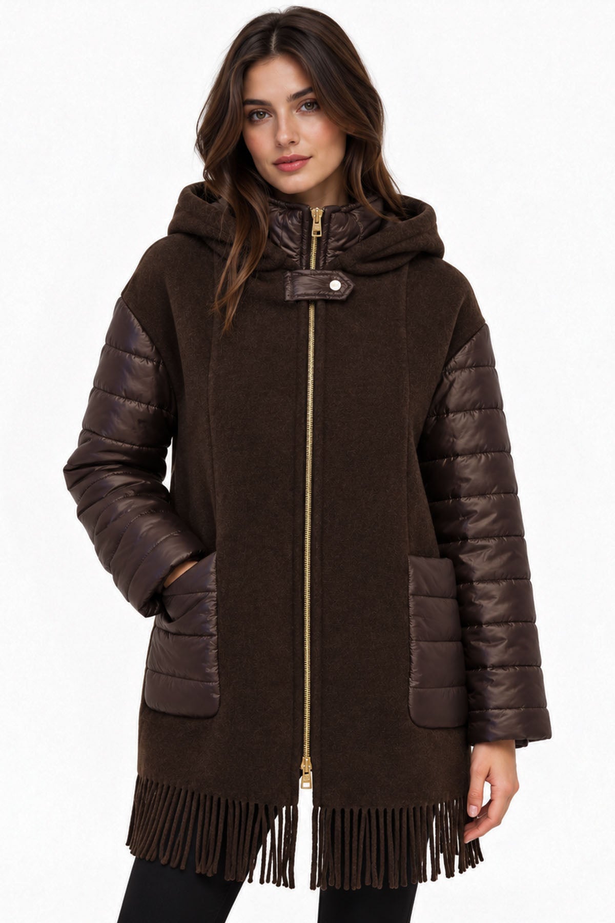 Herno Regular Fit Kapüşonlu Kaşmir Yün Puffer Kaban