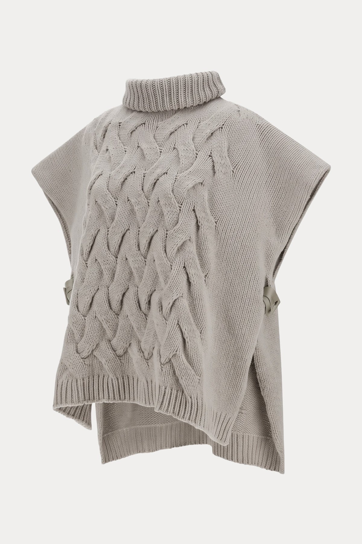 Herno Relaxed Fit Balıkçı Yaka Örgü Yün Pelerin