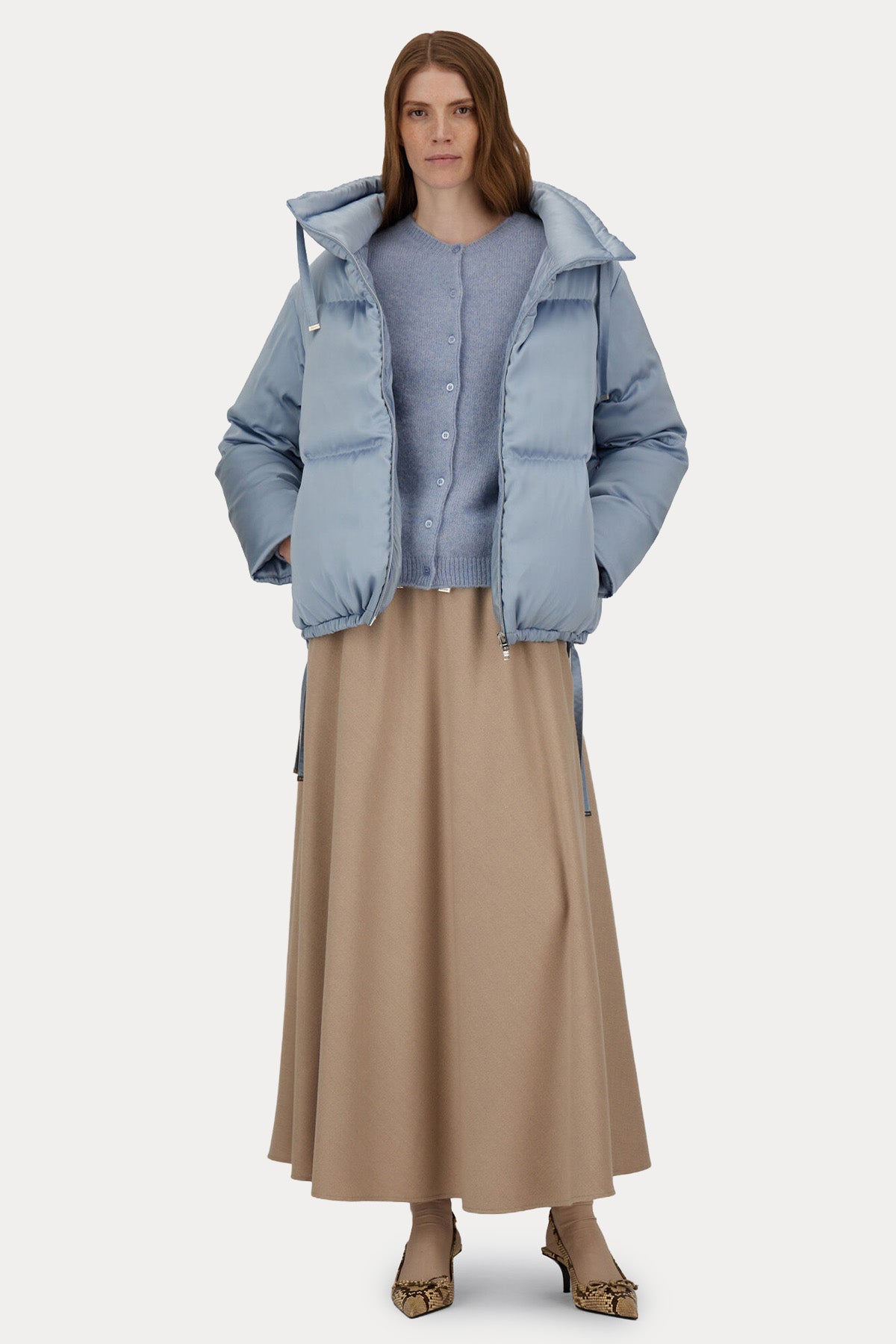 Herno Regular Fit Beli Lastikli Midi Yün Etek