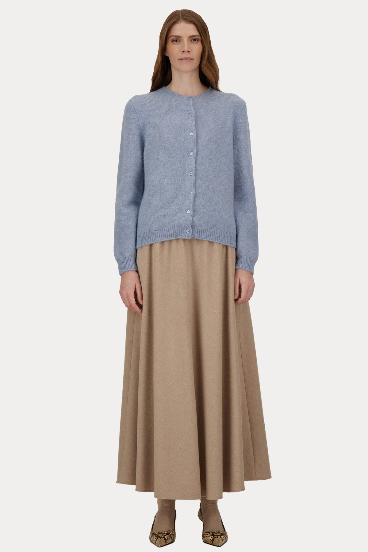 Herno Regular Fit Beli Lastikli Midi Yün Etek