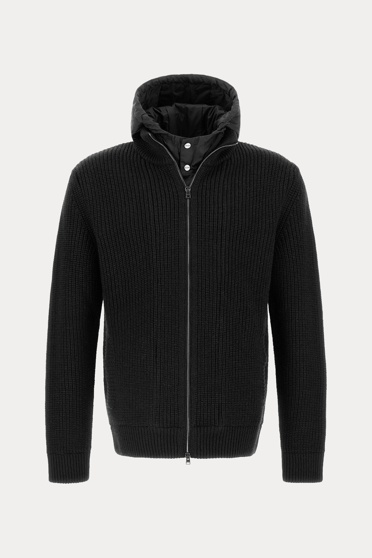 Herno Regular Fit Kapüşonlu Puffer İç Parçalı Örgü Yün Ceket