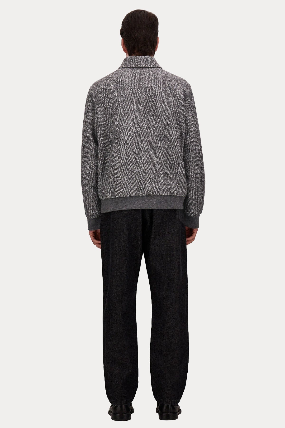 Herno Regular Fit Balıksırtı Desenli Yün Bomber Ceket