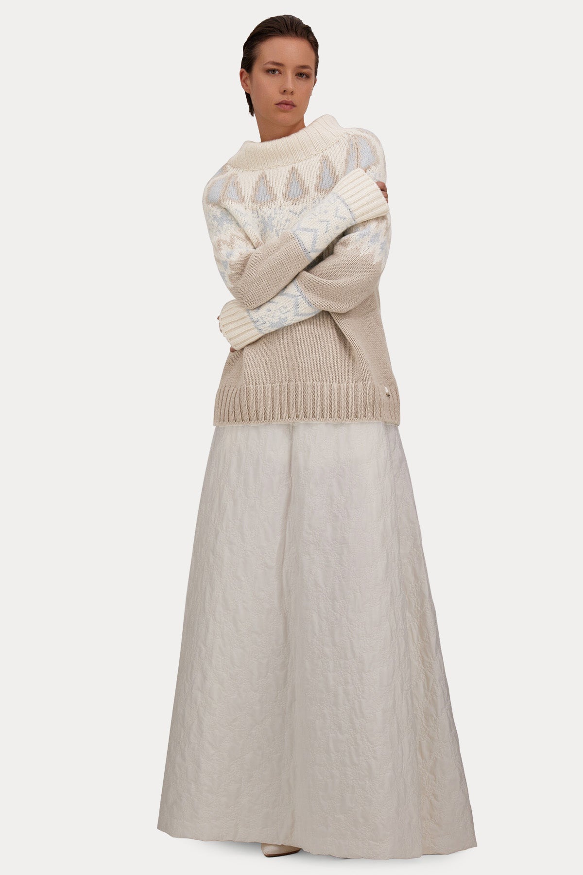 Herno Relaxed Fit Norveç Desenli Kaşmir Örgü Yün Triko