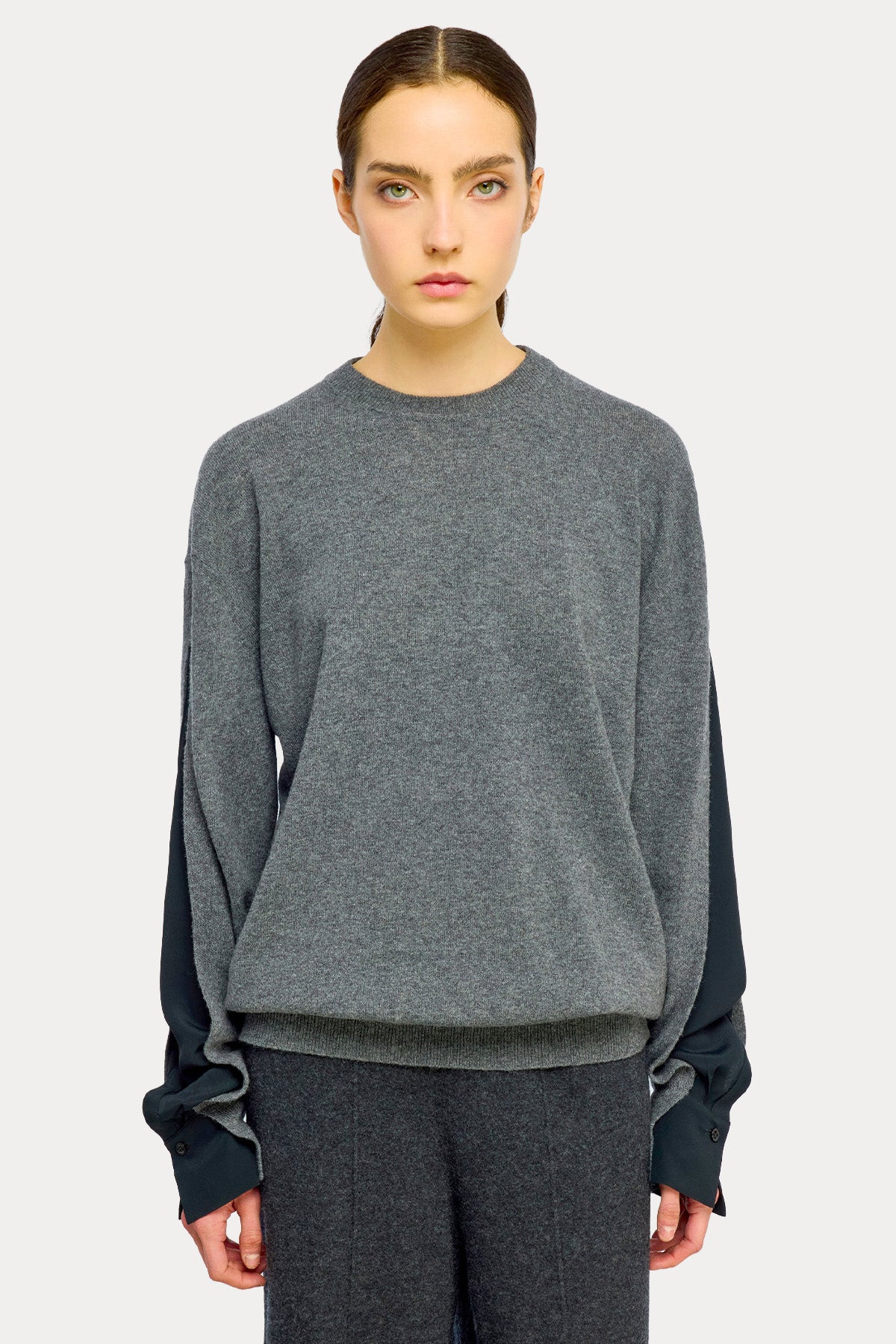 Semicouture Comfort Fit İnce Örgü İpek Kombine Yün Triko