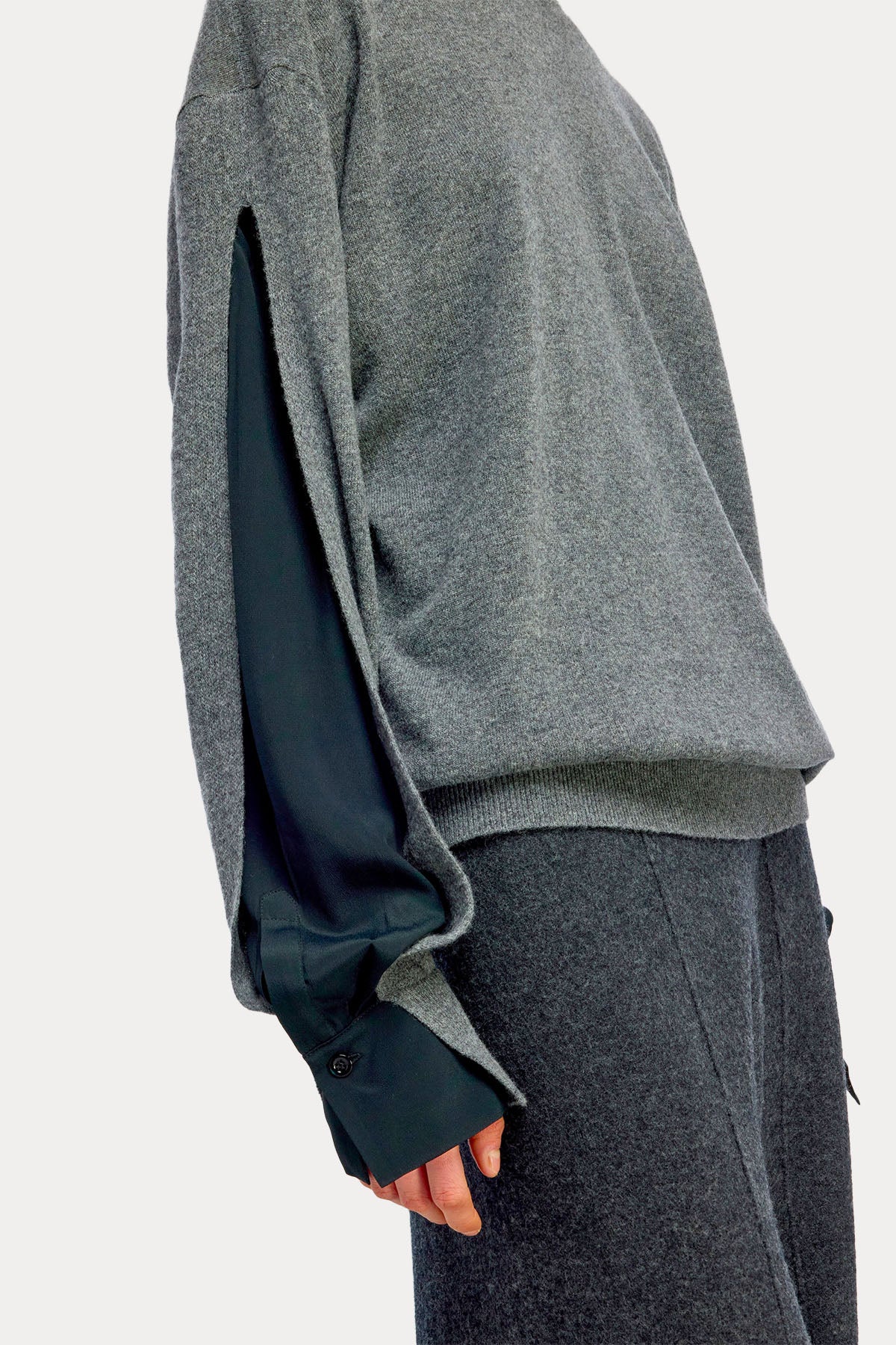 Semicouture Comfort Fit İnce Örgü İpek Kombine Yün Triko