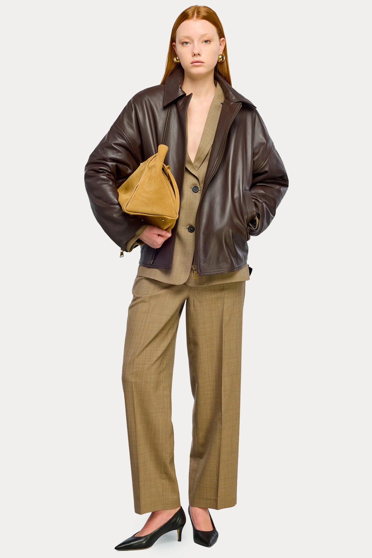 Semicouture Relaxed Fit Deri Bomber Ceket