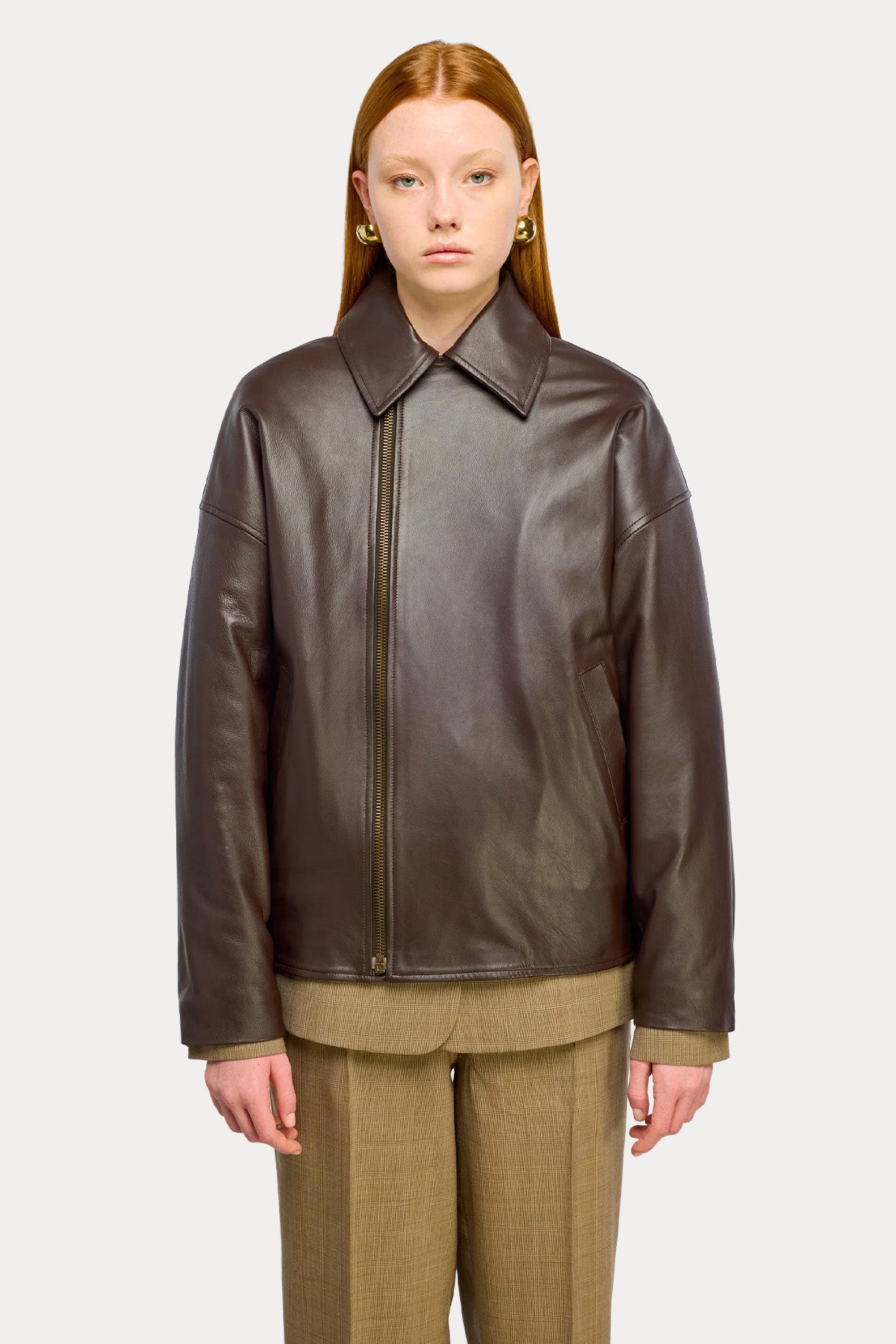 Semicouture Relaxed Fit Deri Bomber Ceket