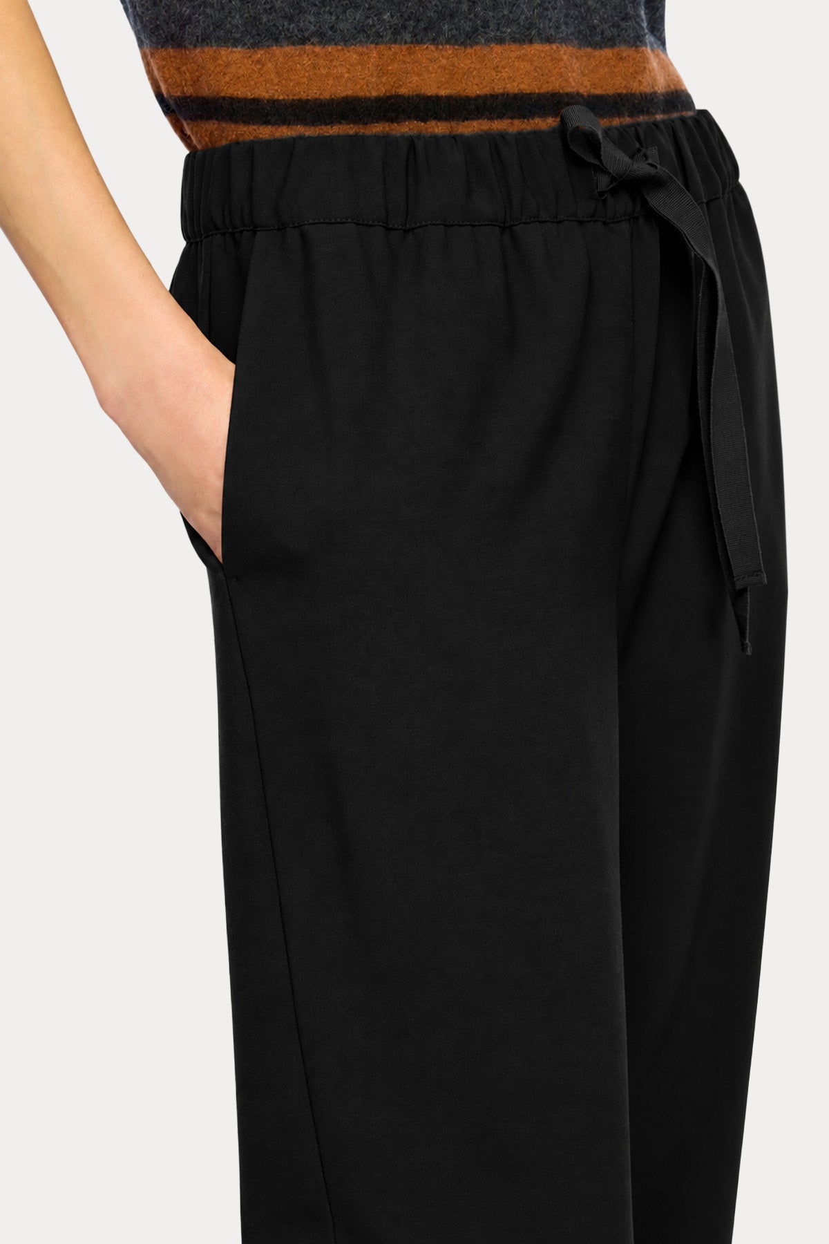 Semicouture Straight Fit Beli Lastikli Yandan Cepli Streç Yün Pantolon