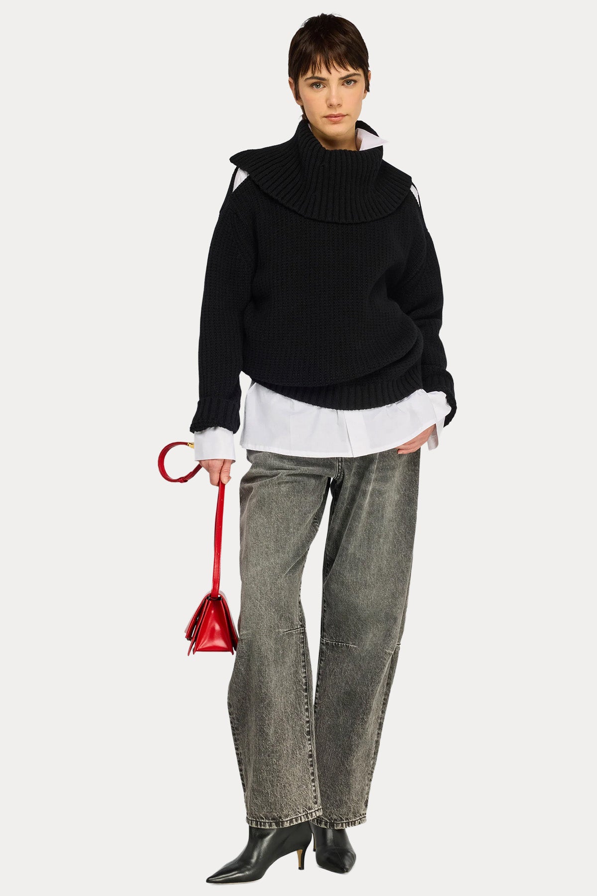 Semicouture Relaxed Fit Dik Yaka Örgü Yün Triko