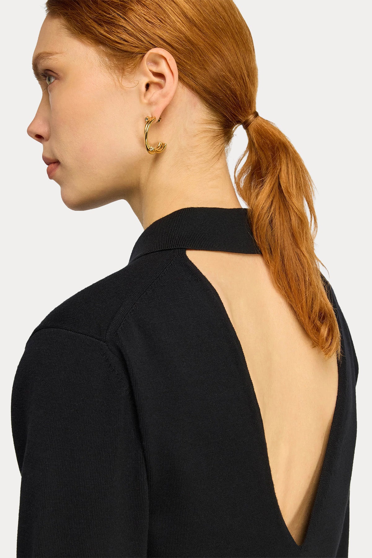 Semicouture Regular Fit Fermuarlı Polo Yaka İnce Örgü Triko Bluz