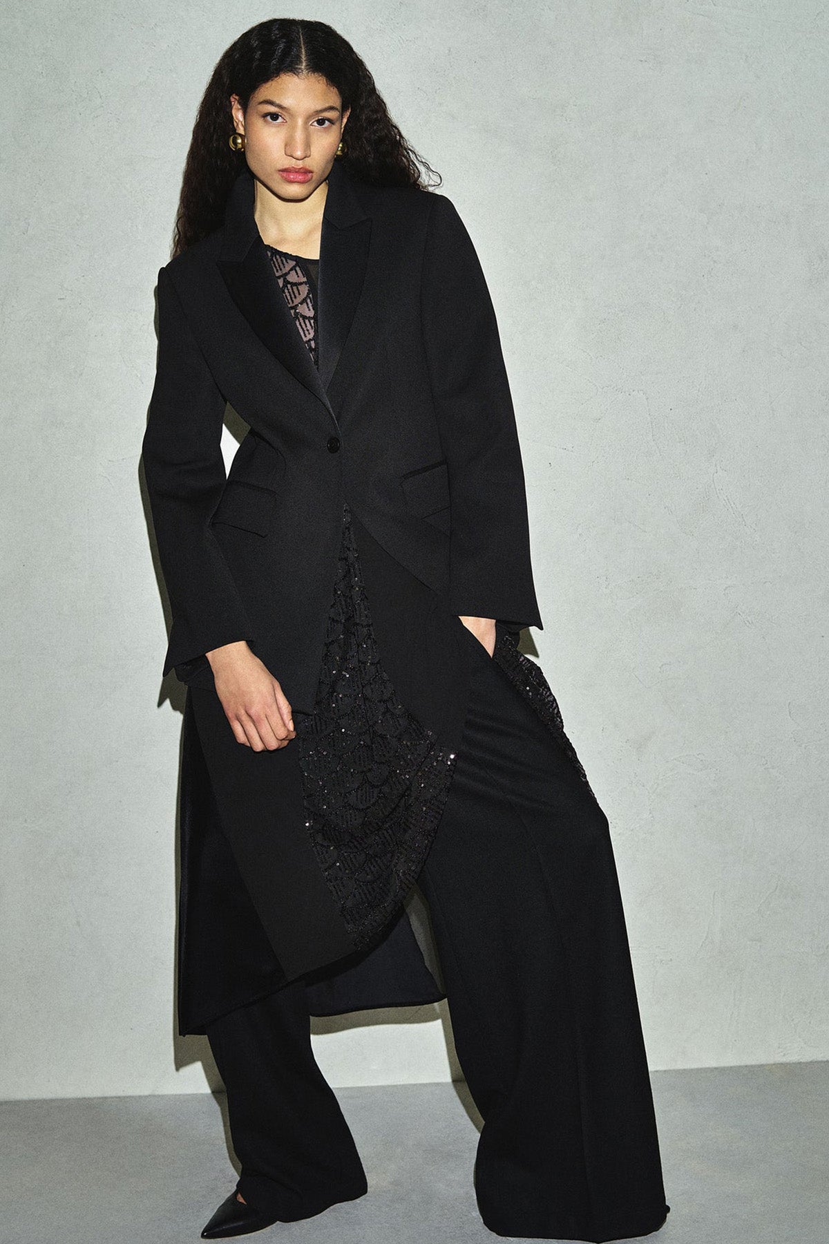 Semicouture Regular Fit Saten Yaka Blazer Ceket