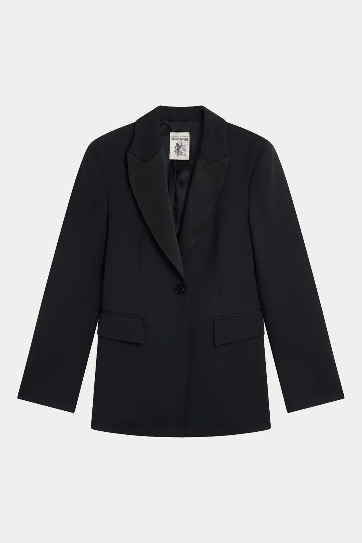 Semicouture Regular Fit Saten Yaka Blazer Ceket