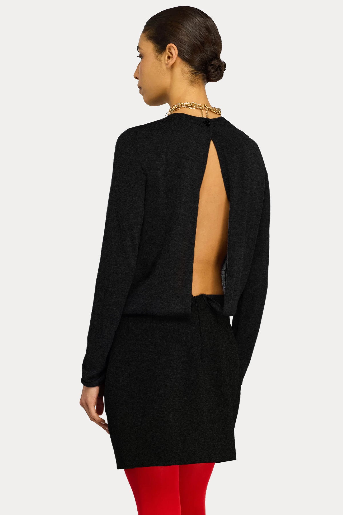 Semicouture Regular Fit Sırt Dekolteli Yün Mini Elbise