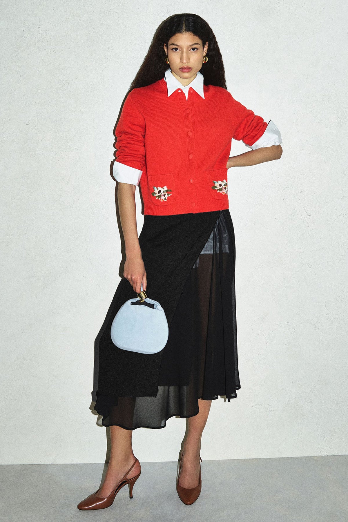Semicouture Regular Fit Fermuarlı Yırtmaçlı Midi Etek