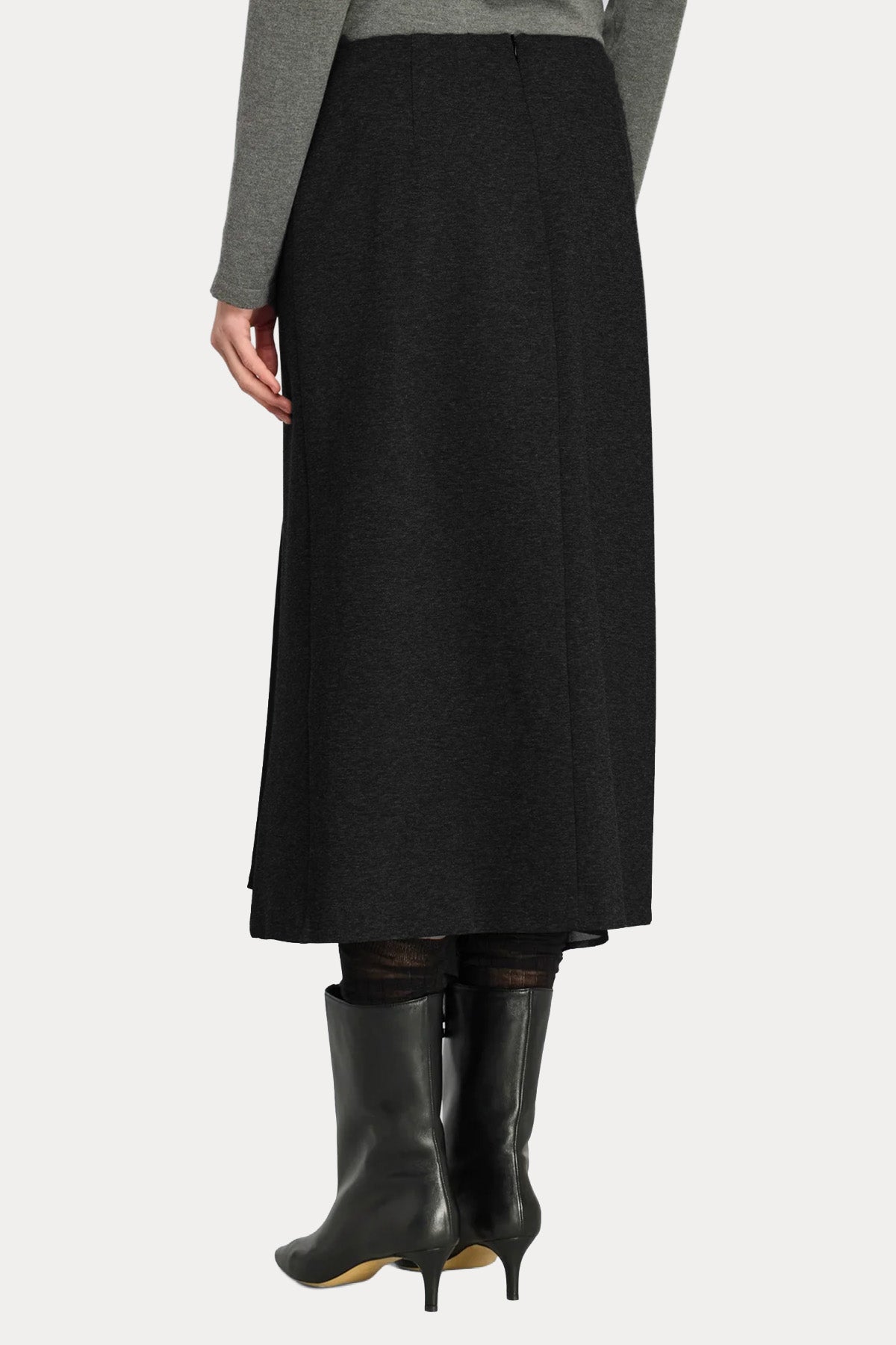 Semicouture Regular Fit Fermuarlı Yırtmaçlı Midi Etek