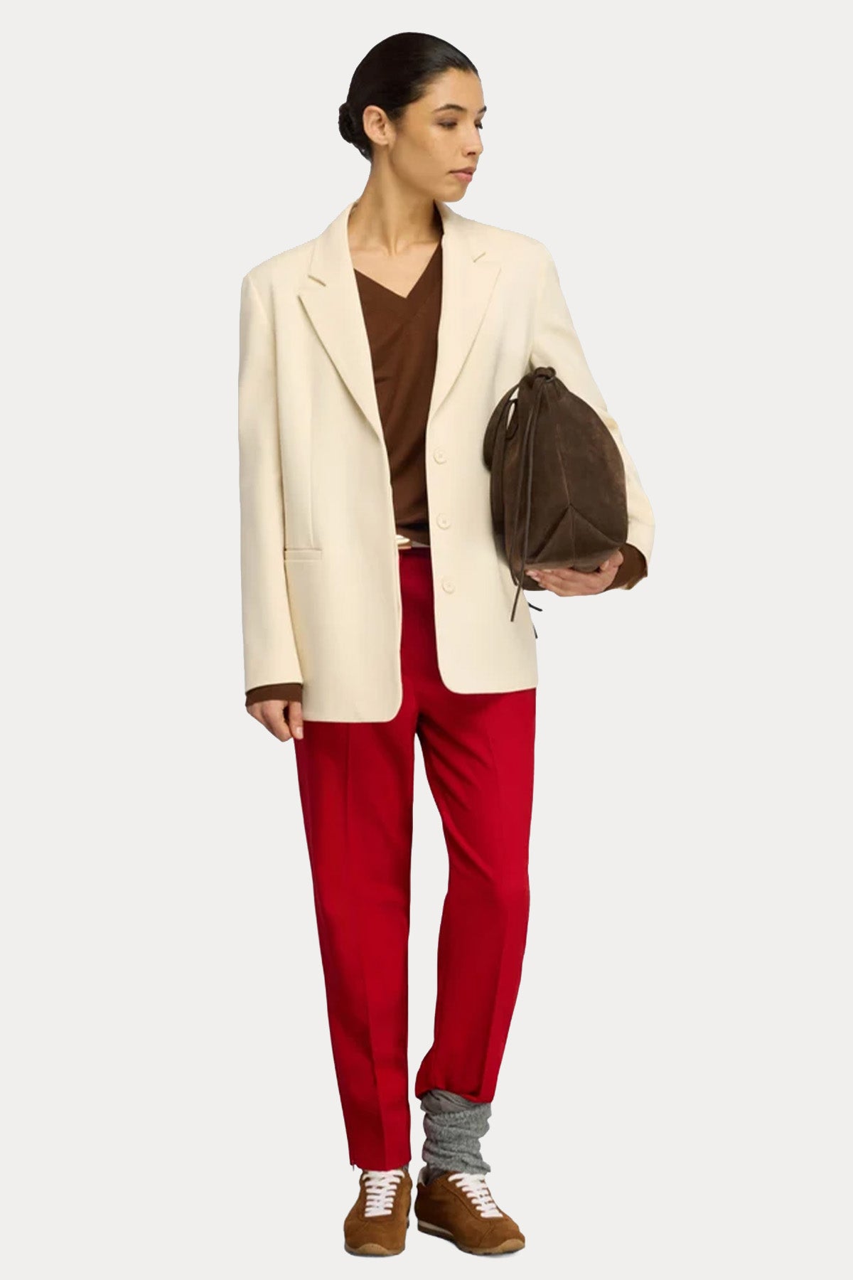 Semicouture Straight Fit Yandan Cepli Yün Pantolon