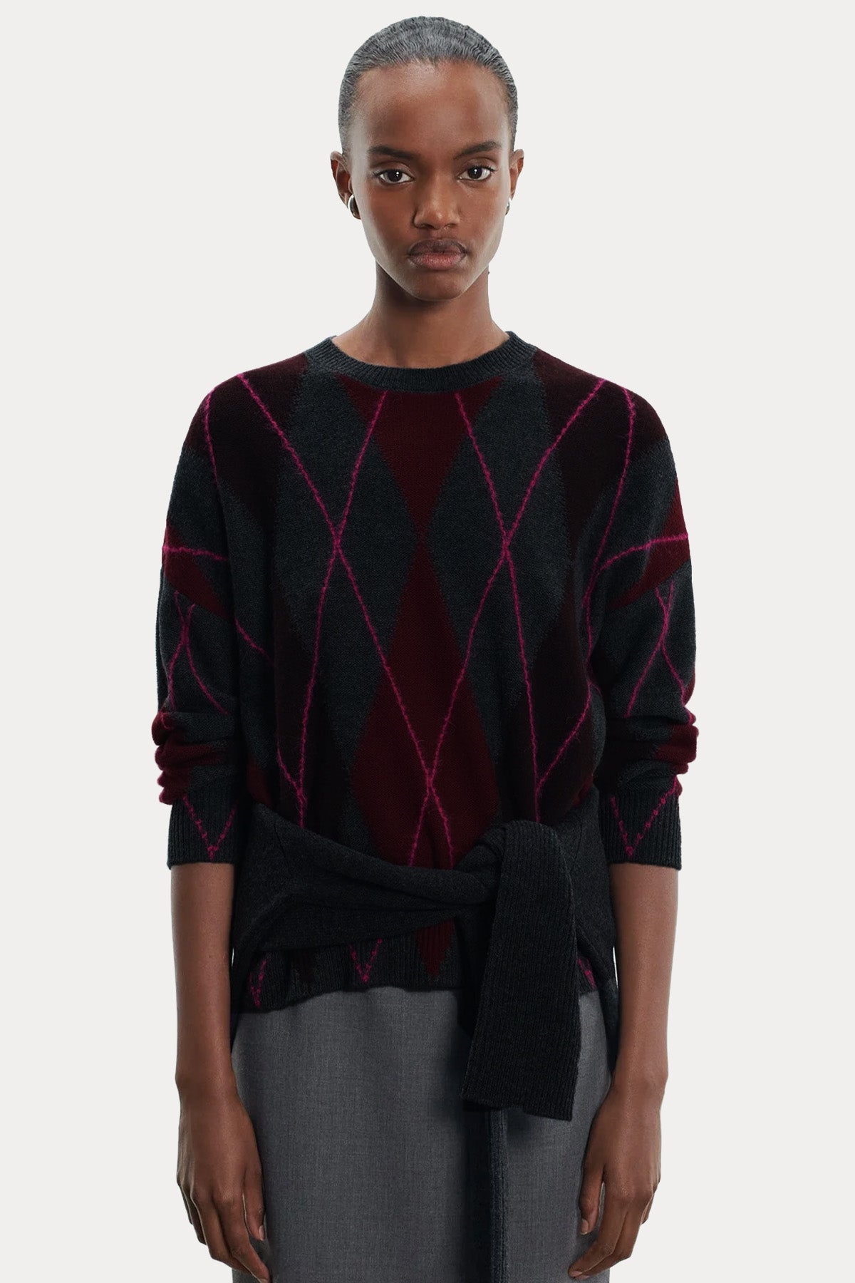 Majestic Relaxed Fit Argyle Desenli Kaşmir Örgü Yün Triko