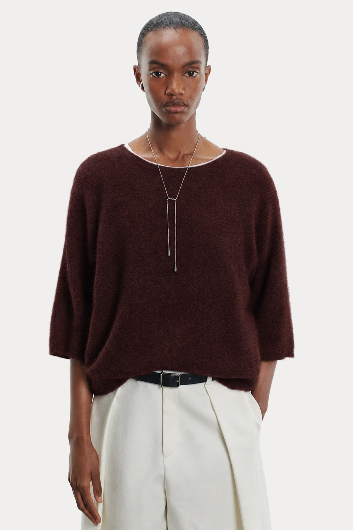 Majestic Relaxed Fit Yuvarlak Yaka Örgü Yün Triko