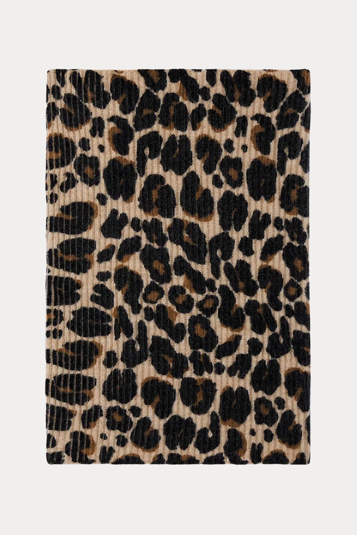 Majestic Leopar Desenli İnce Örgü Yün Boyunluk