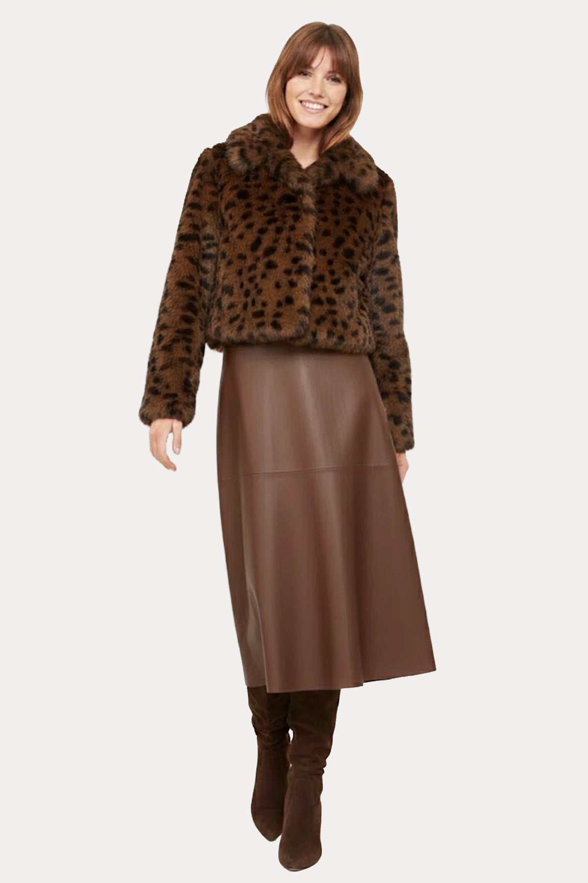 Rene Derhy Regular Fit Leopar Desenli Peluş Ceket