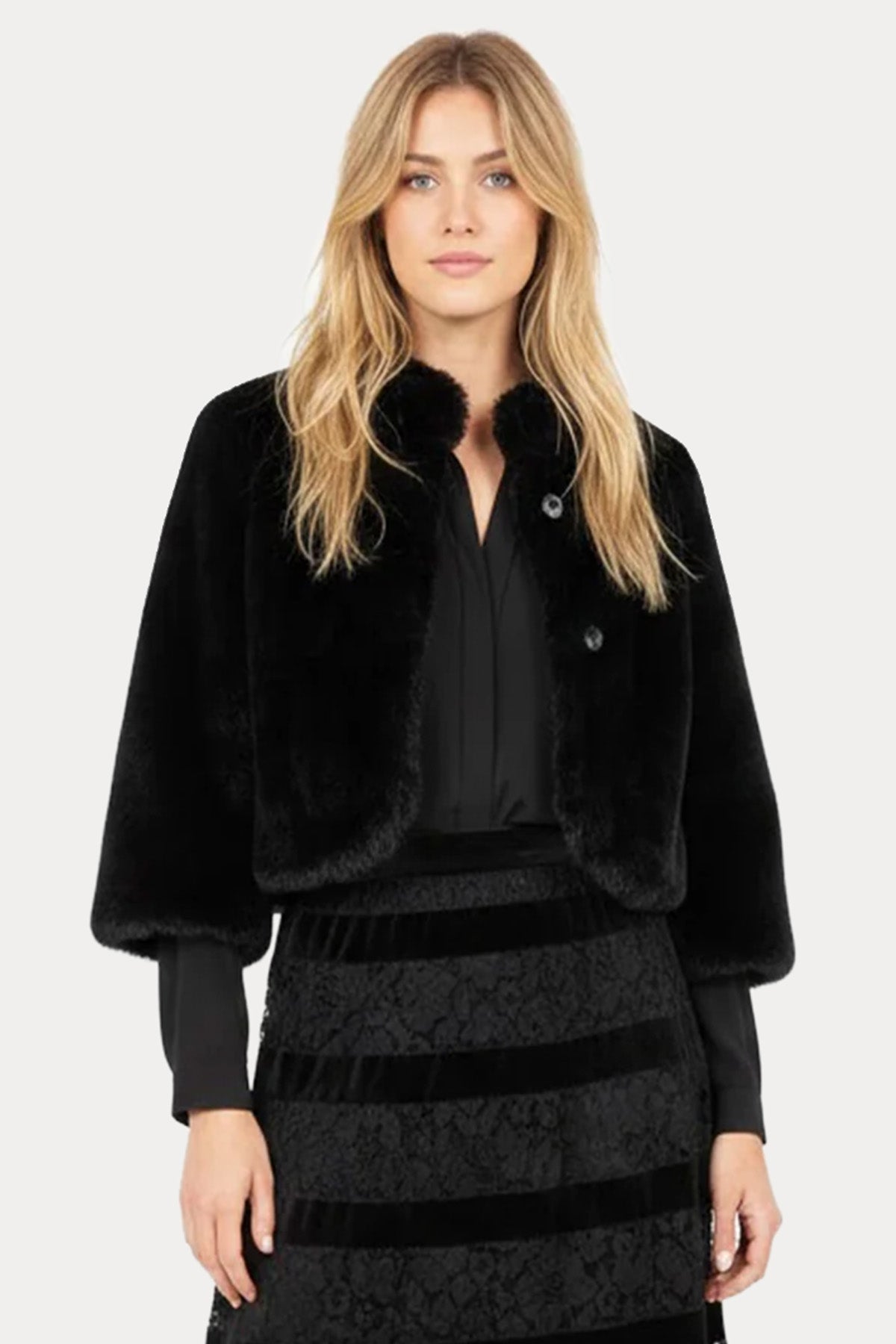 Rene Derhy Regular Fit Peluş Crop Bolero Ceket