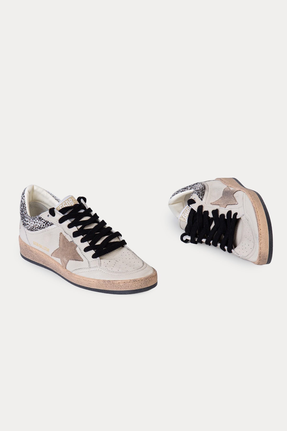 Golden Goose Ball-Star Leopar Desenli Deri Sneaker Ayakkabı