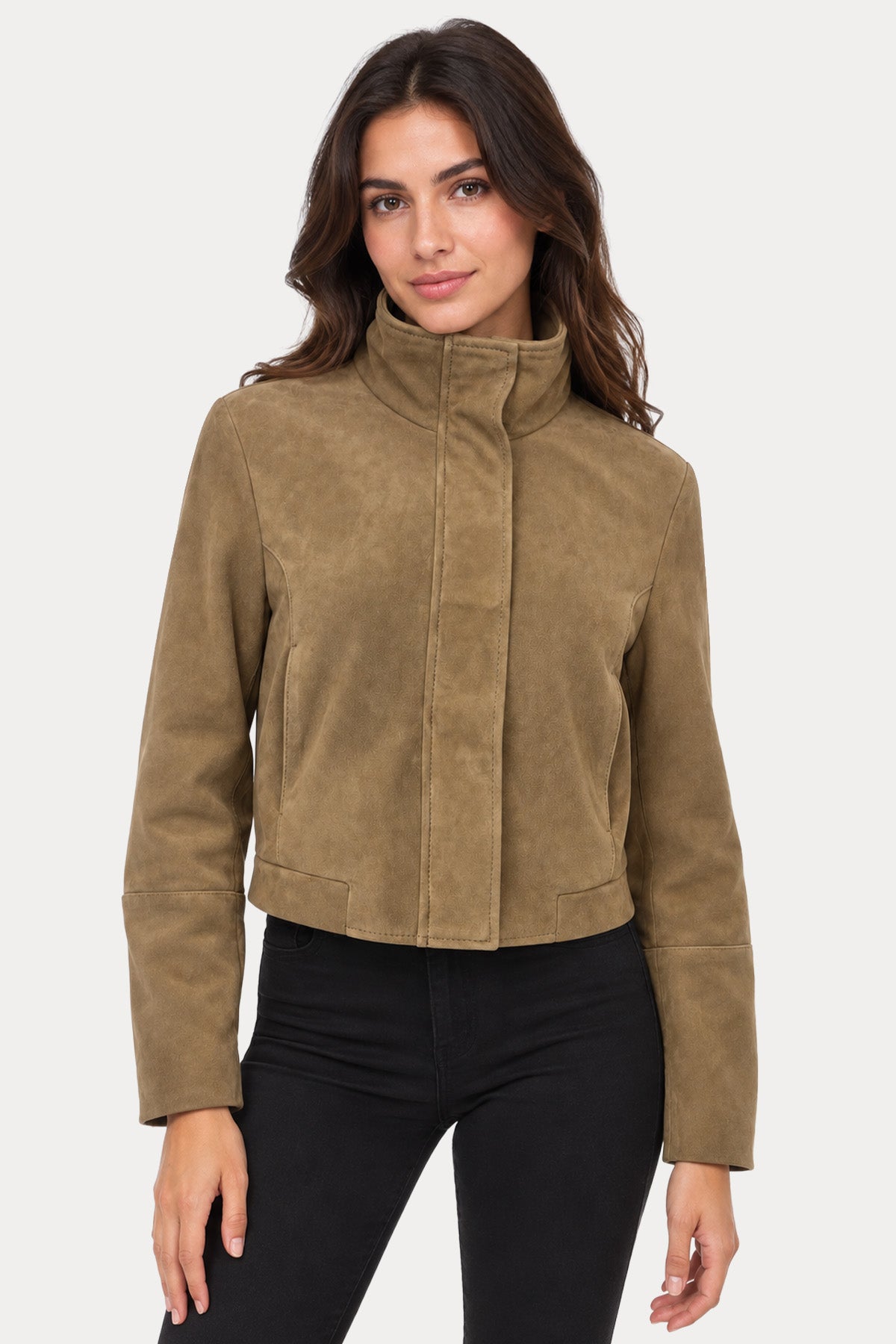 Dondup Regular Fit Crop Süet Deri Ceket