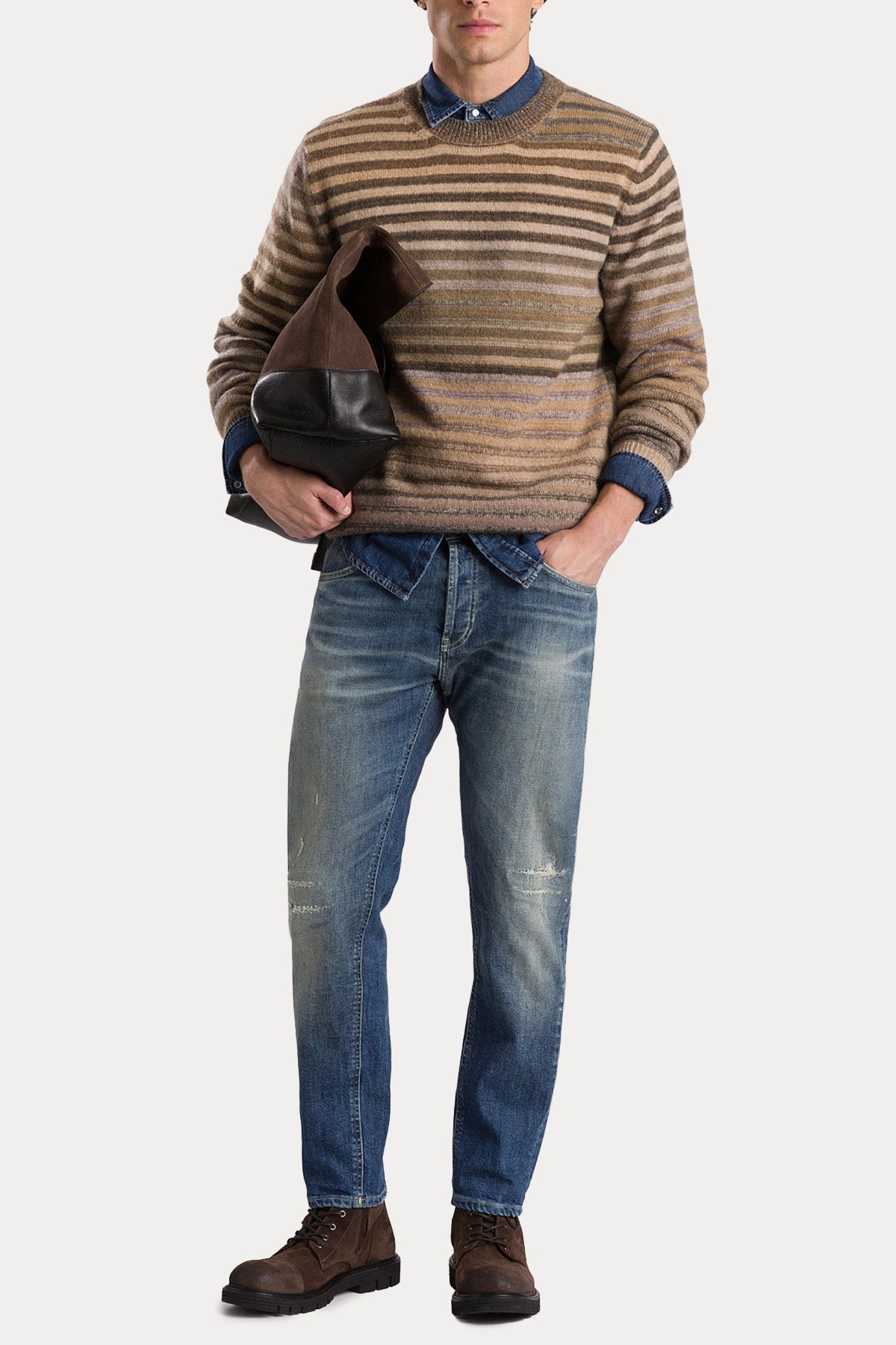 Dondup Regular Fit Renk Bloklu Örgü Yün Triko