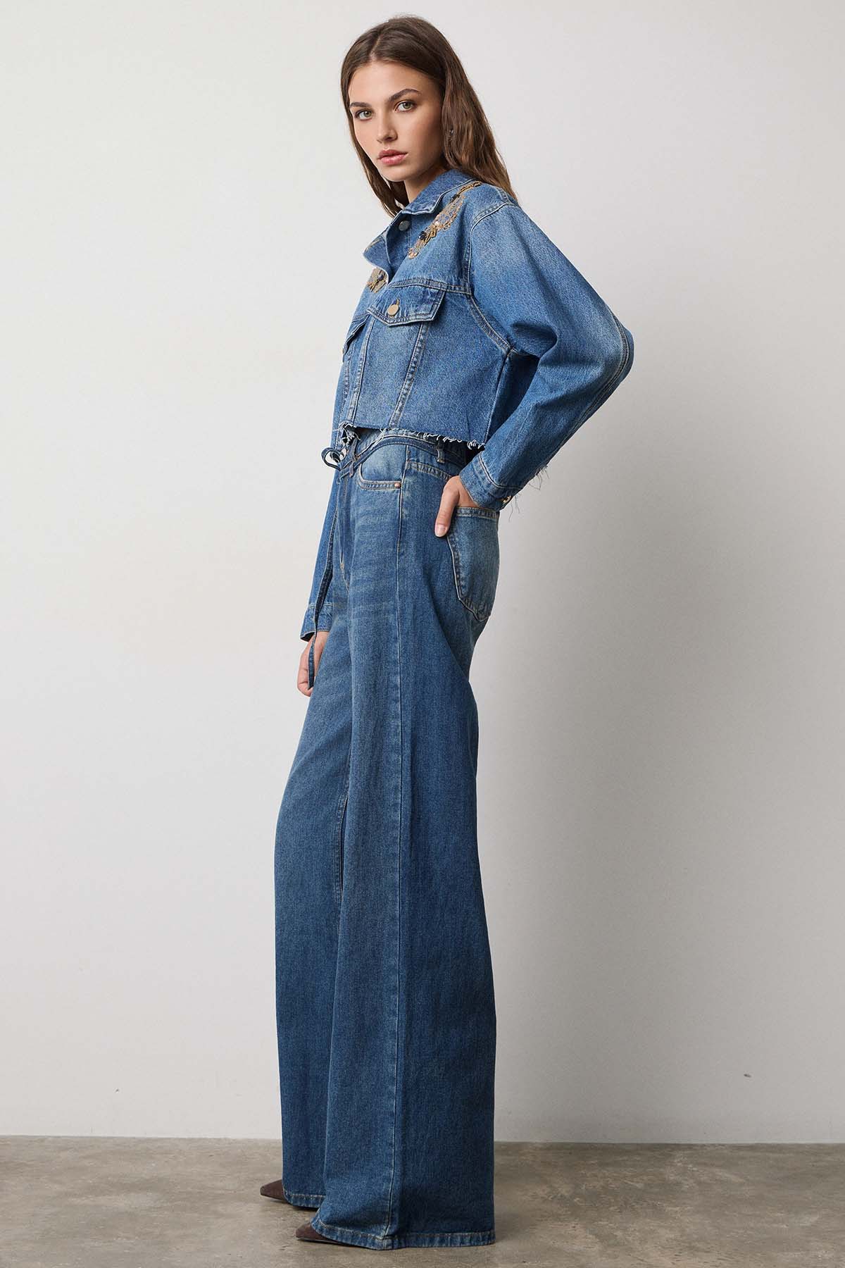 Bsb Wide Leg Yıkamalı Jeans