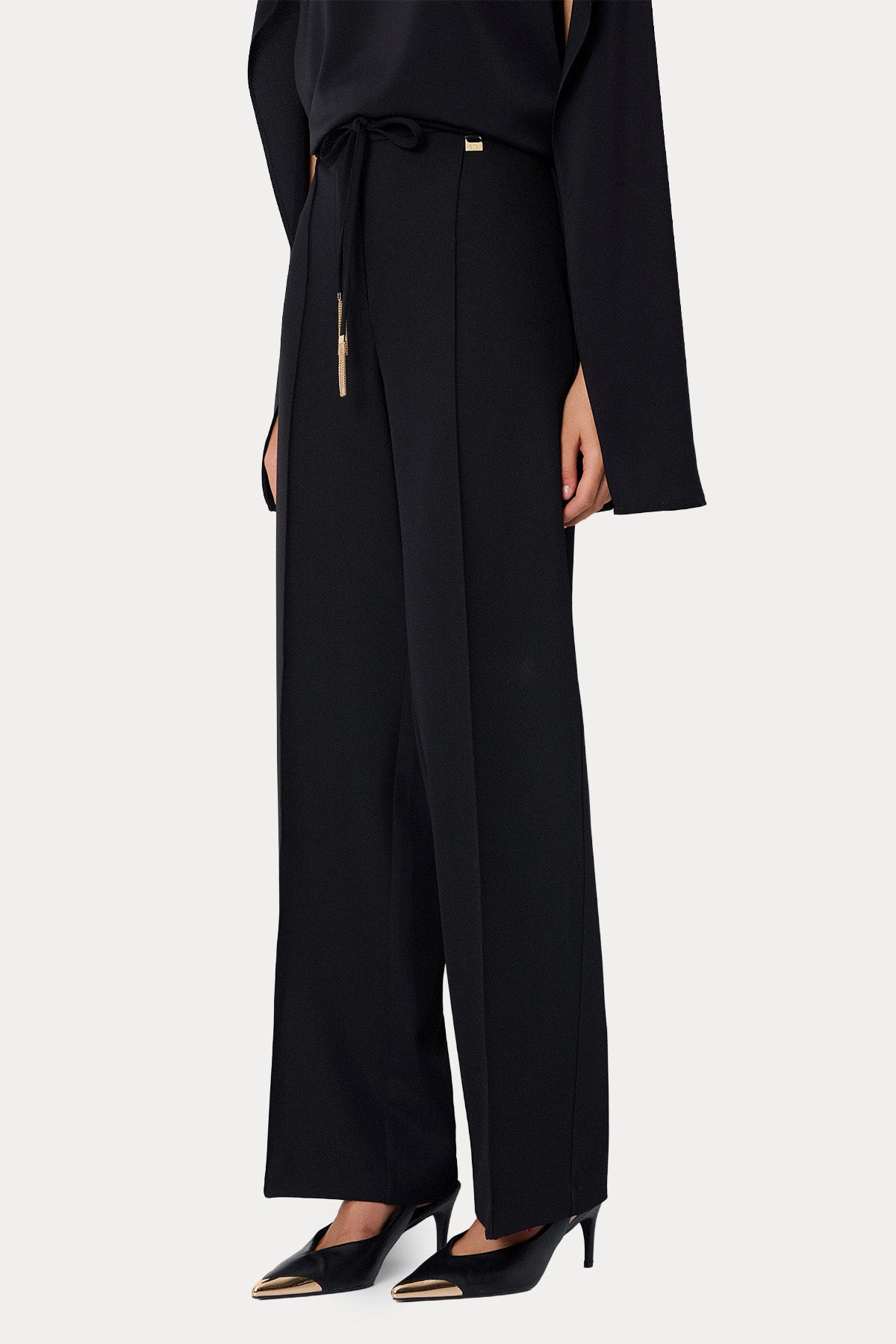 Bsb Wide Leg Yüksek Bel Beli Lastikli Pantolon
