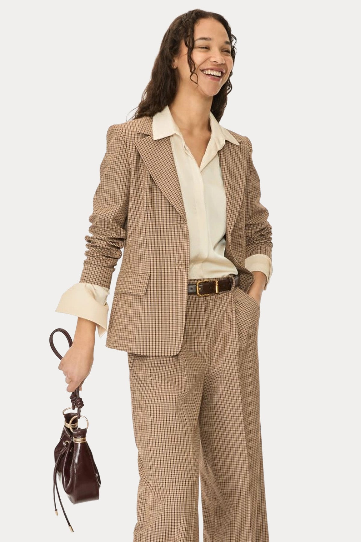 iBlues Regular Fit Mikro Ekose Desenli Blazer Ceket