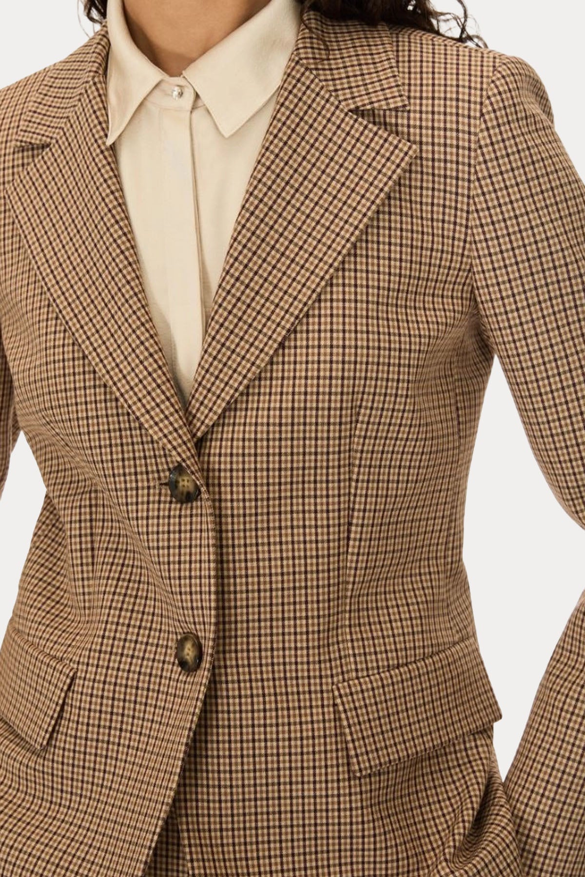 iBlues Regular Fit Mikro Ekose Desenli Blazer Ceket