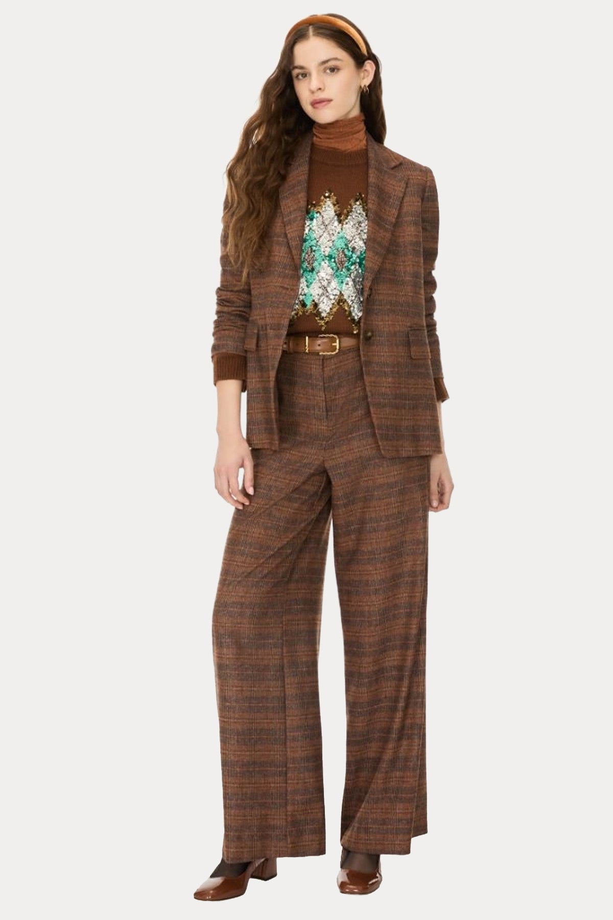 iBlues Regular Fit Ekose Desenli Yün Blazer Ceket