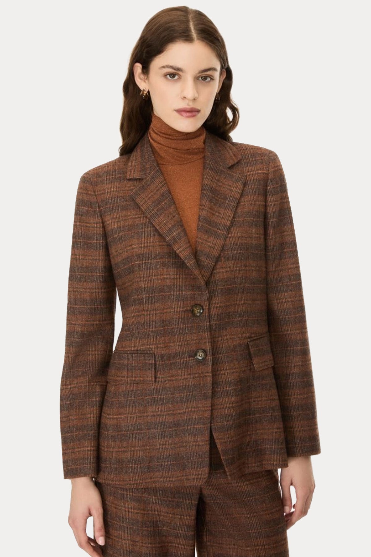 iBlues Regular Fit Ekose Desenli Yün Blazer Ceket