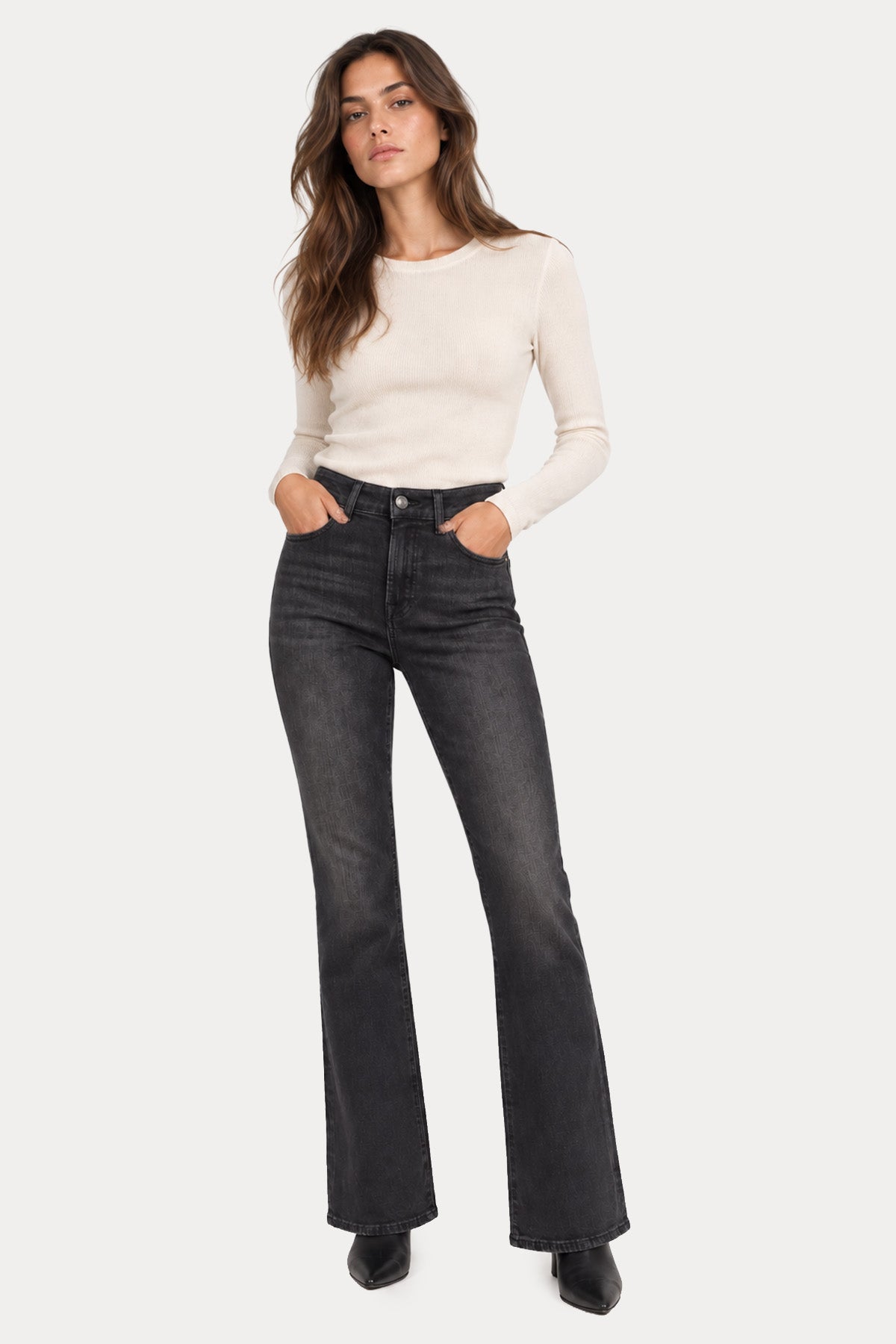 7 For All Mankind Leggy Bootcut Yüksek Belli Yıkamalı Streç Jeans