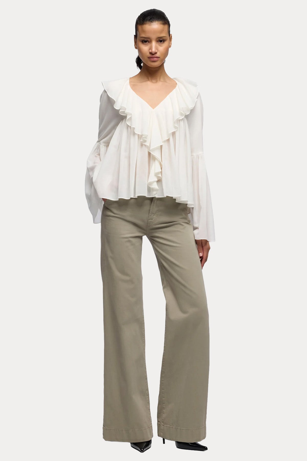 7 For All Mankind Yüksek Belli Streç Flare Pantolon