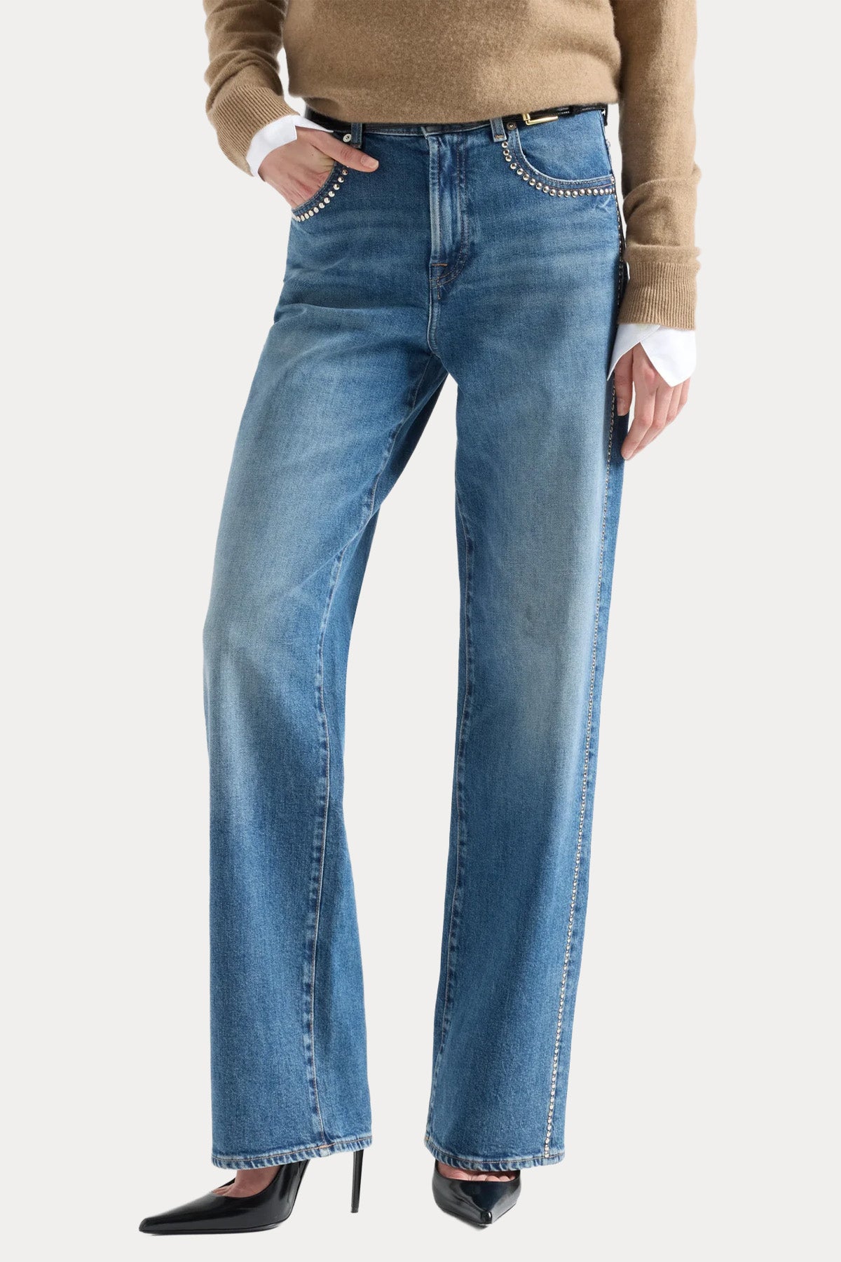 7 For All Mankind Straight Fit Yüksek Bel Yıkamalı Jeans