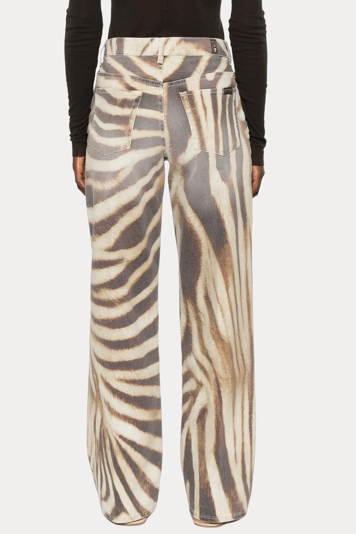 7 For All Mankind Wide Leg Yüksek Bel Zebra Desenli Jeans