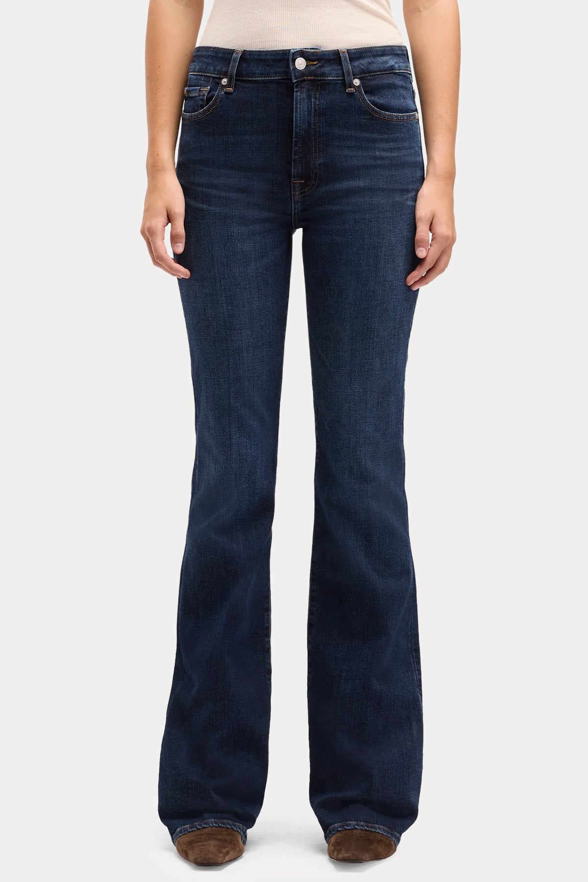7 For All Mankind Slim Fit Çan Paça Yıkamalı Streç Jeans
